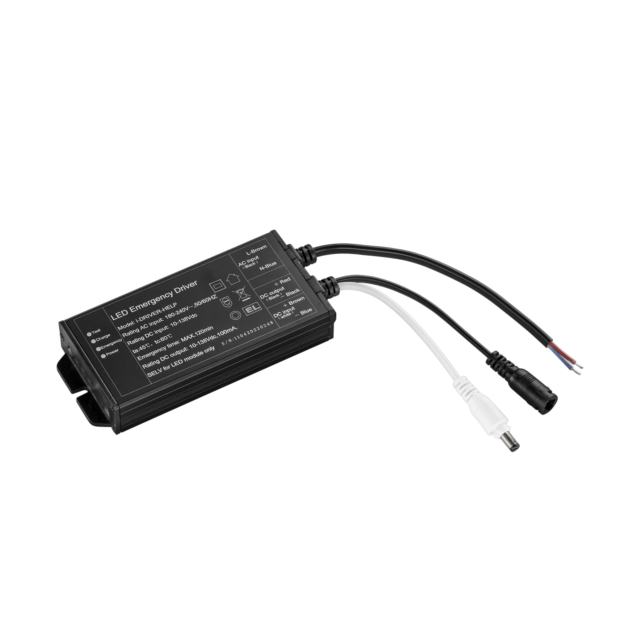 EMERGENCY DRIVER OUTPUT 10-120V INPUT 85-265V 3-40W 120MIN. 18650 LI-ION BATTERY 3.7V 2.4Ah - Intec