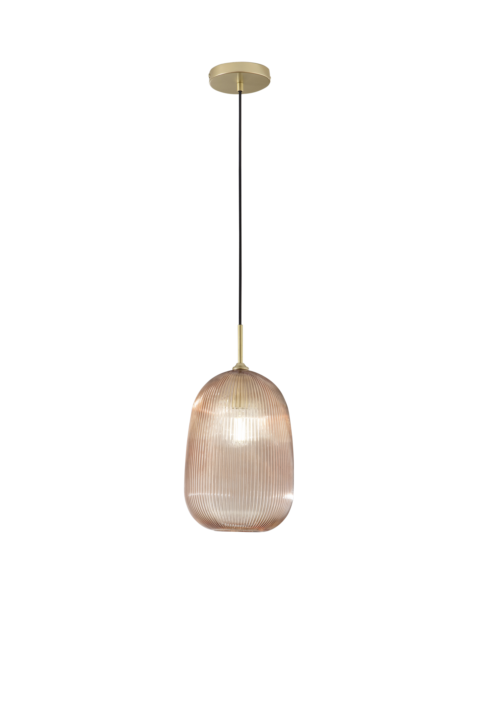 DUKE pendant light in ribbed amber glass - Luce Ambiente e Design