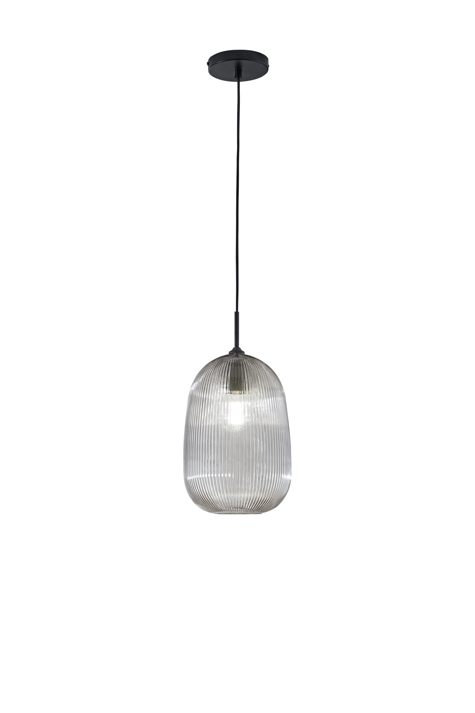 DUKE pendant light in ribbed grey glass - Luce Ambiente e Design