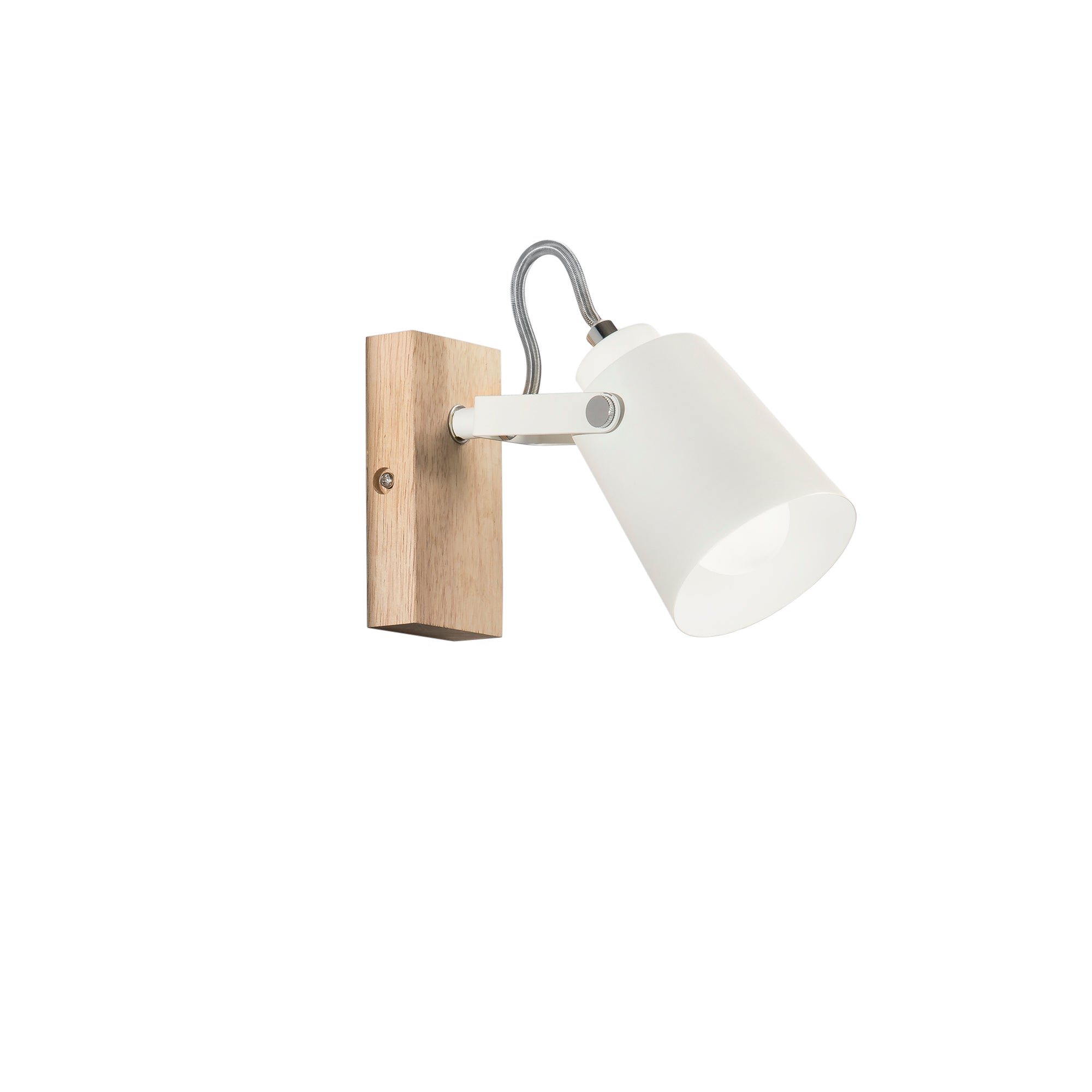 EDA wall light in white metal and wood with adjustable light point - Luce Ambiente e Design