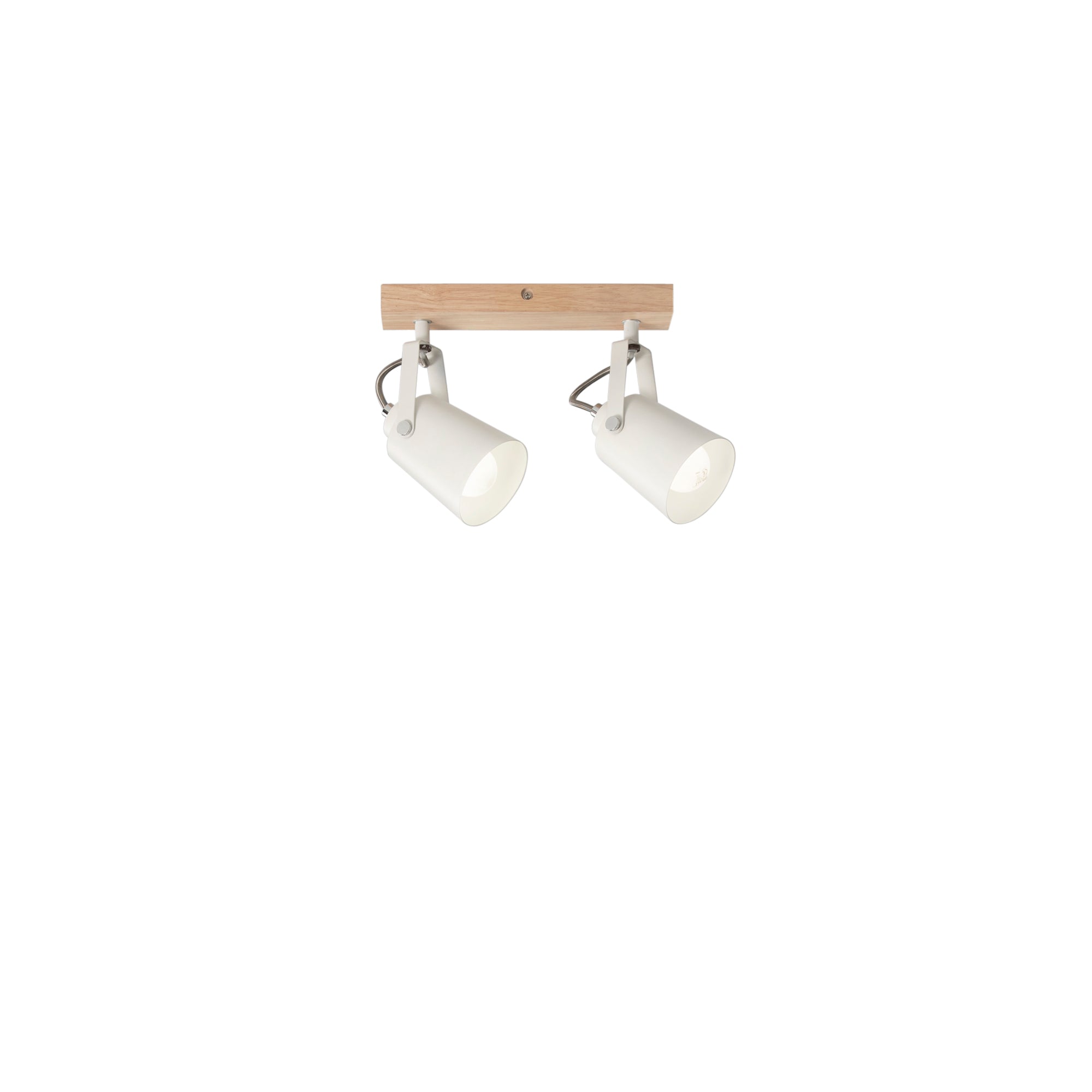 EDA wall light in white metal and wood with 2 adjustable light points - Luce Ambiente e Design