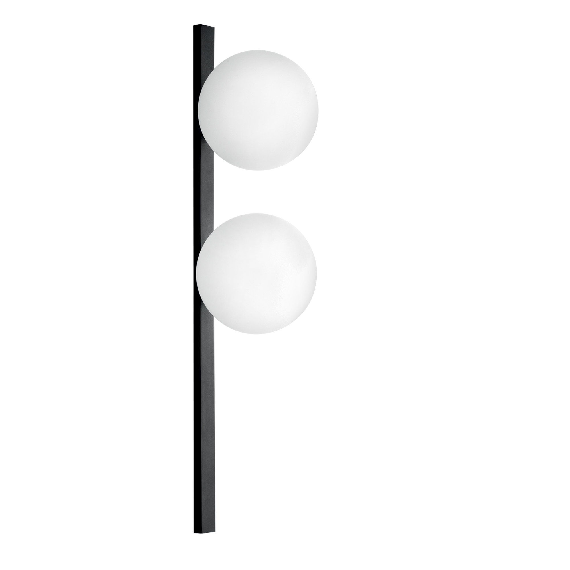 ENOIRE wall light in black metal with two white glass diffusers - Luce Ambiente e Design