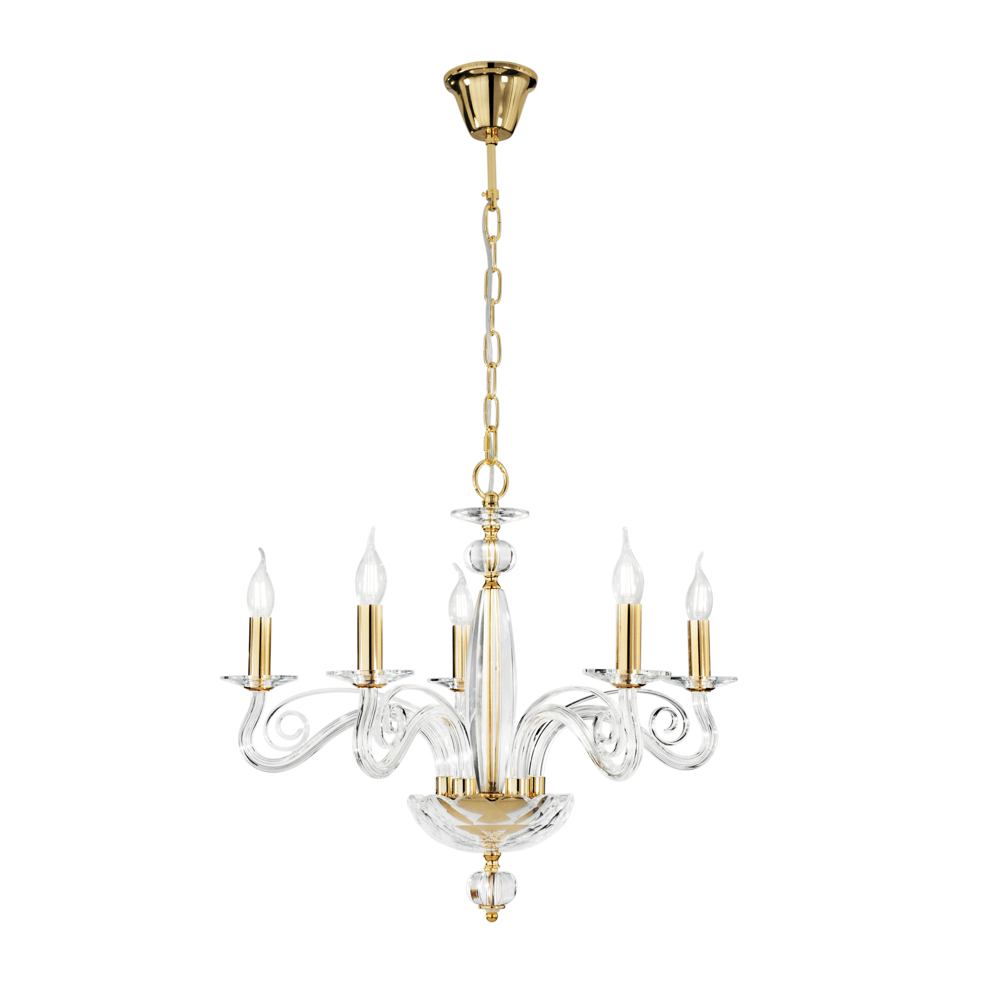 EPOQUE five-light crystal pendant chandelier with gold finishes - Luce Ambiente e Design