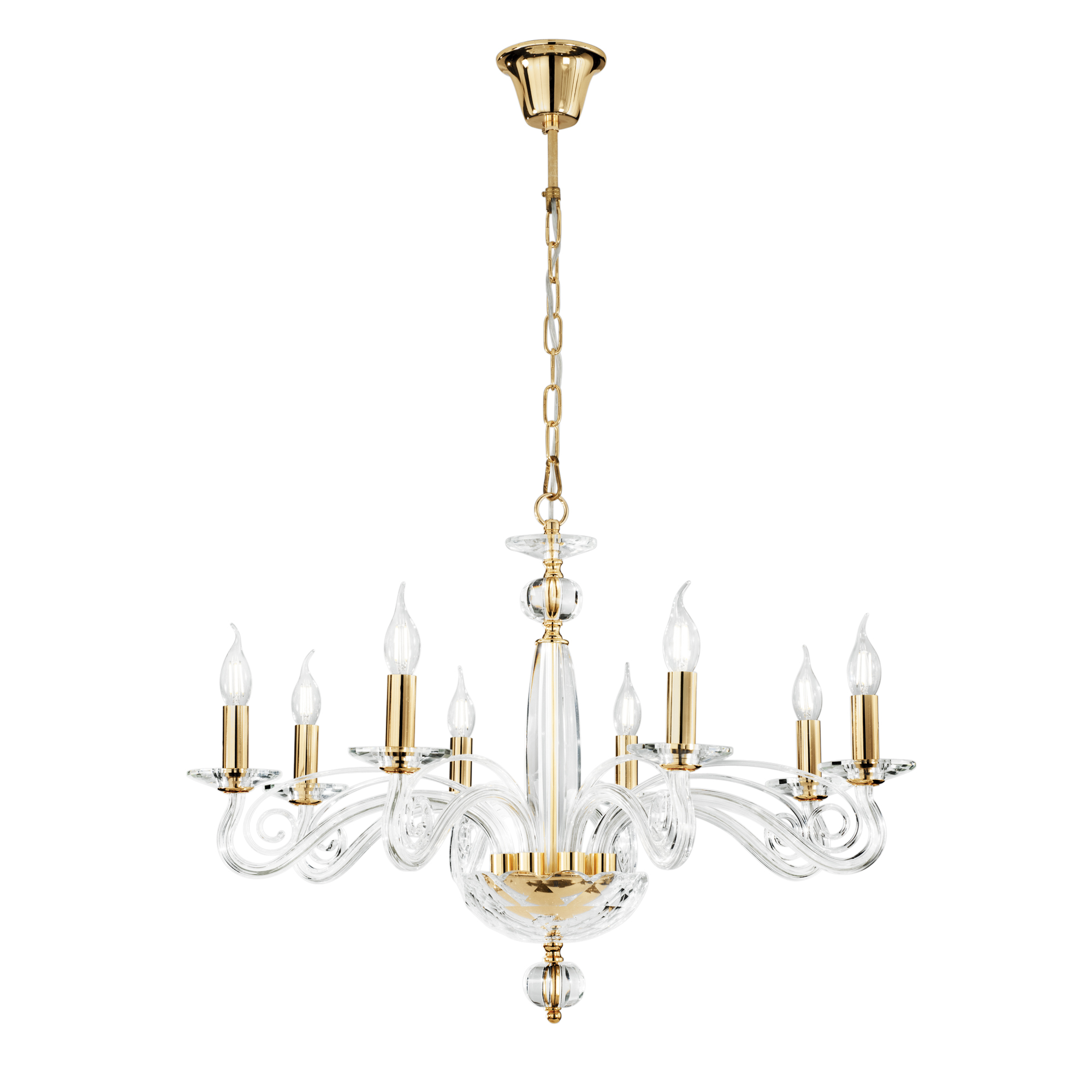 EPOQUE eight-light crystal pendant chandelier with gold finishes - Luce Ambiente e Design