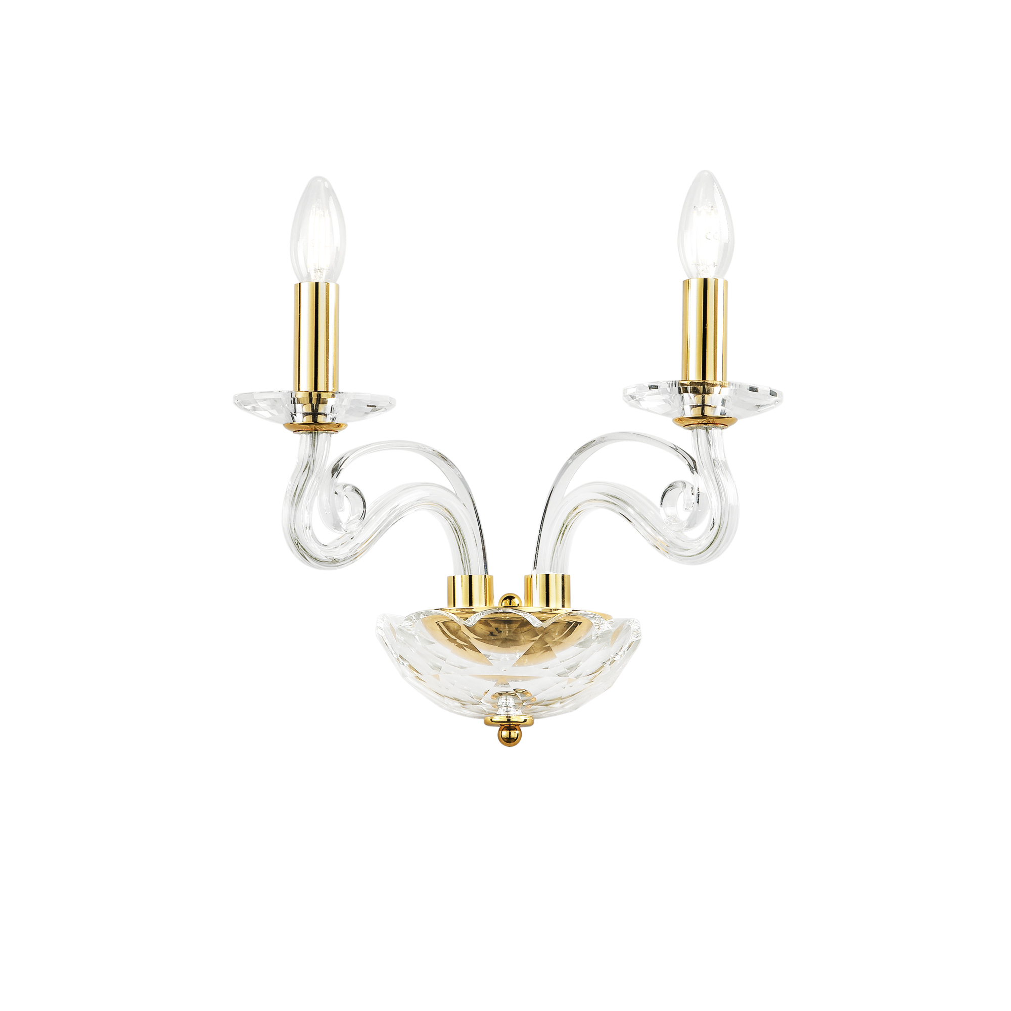 EPOQUE wall light with two lights in crystal with gold finish - Luce Ambiente e Design
