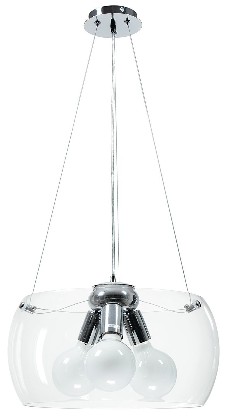 EQUATORE pendant light in transparent glass with chrome finishes - Luce Ambiente e Design
