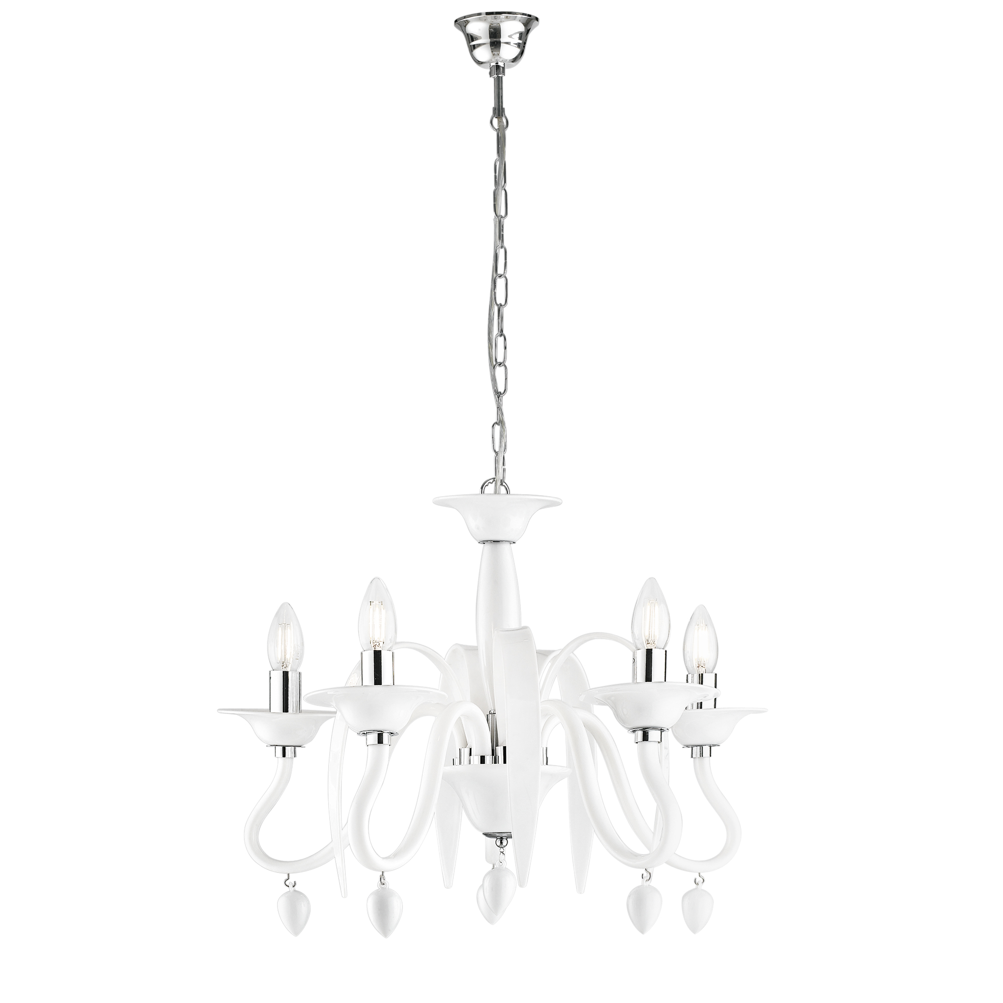 ESTEFAN white acrylic pendant chandelier with five lights - Luce Ambiente e Design