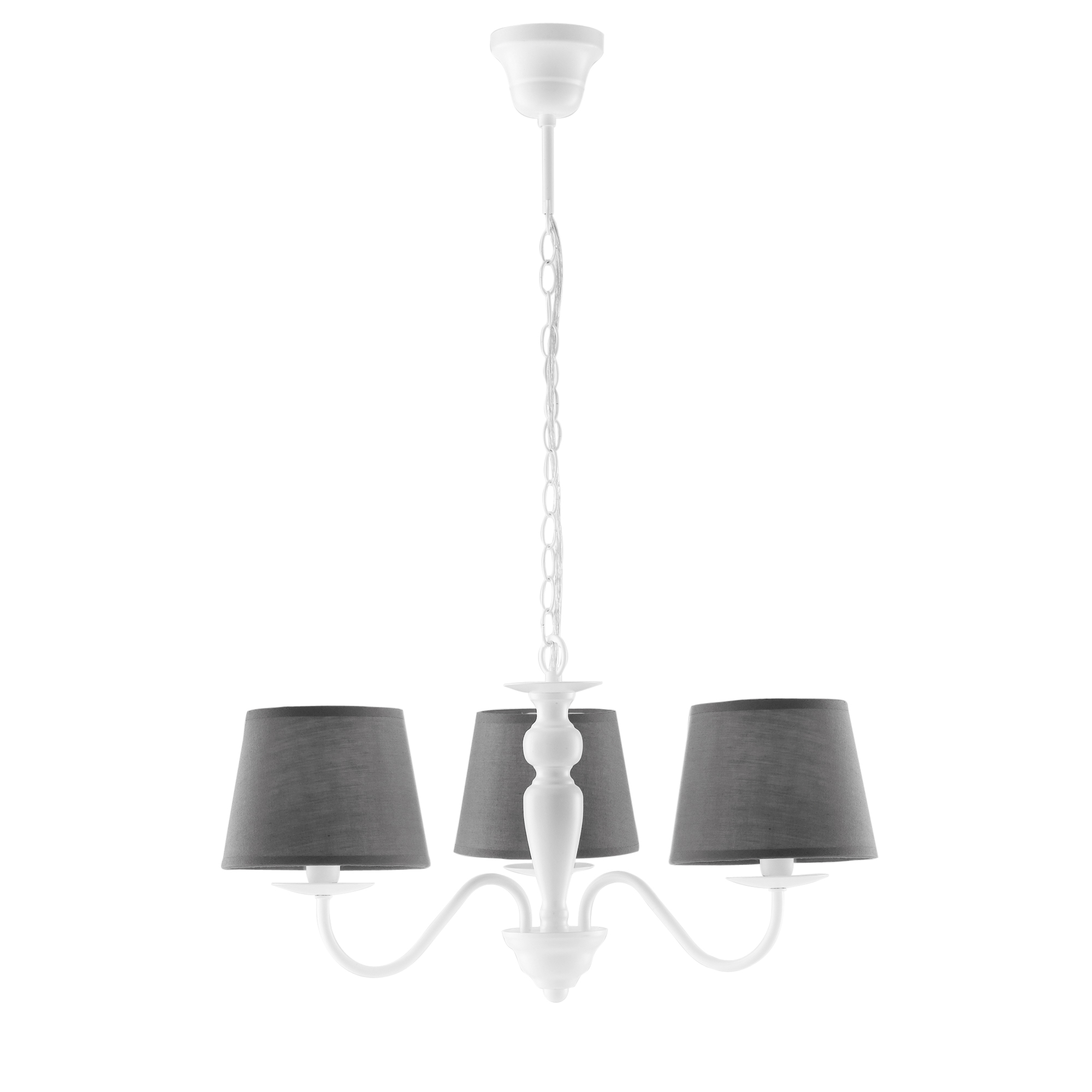 FAVOLA chandelier in white metal with three grey fabric shades - Luce Ambiente e Design