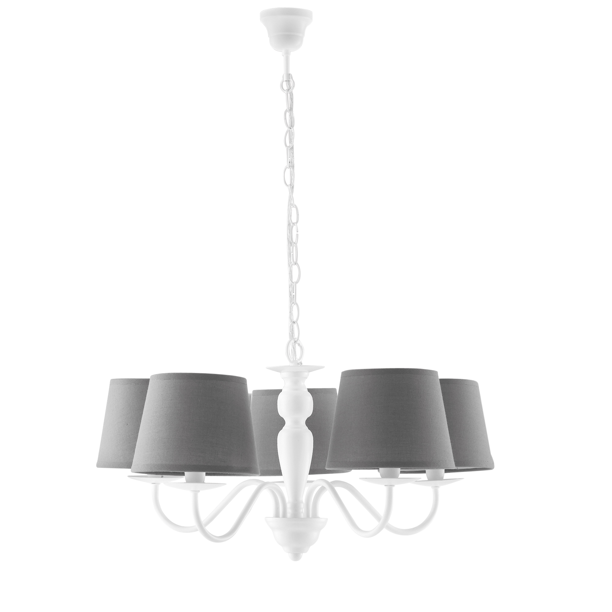 FAVOLA chandelier in white metal with five grey fabric shades - Luce Ambiente e Design