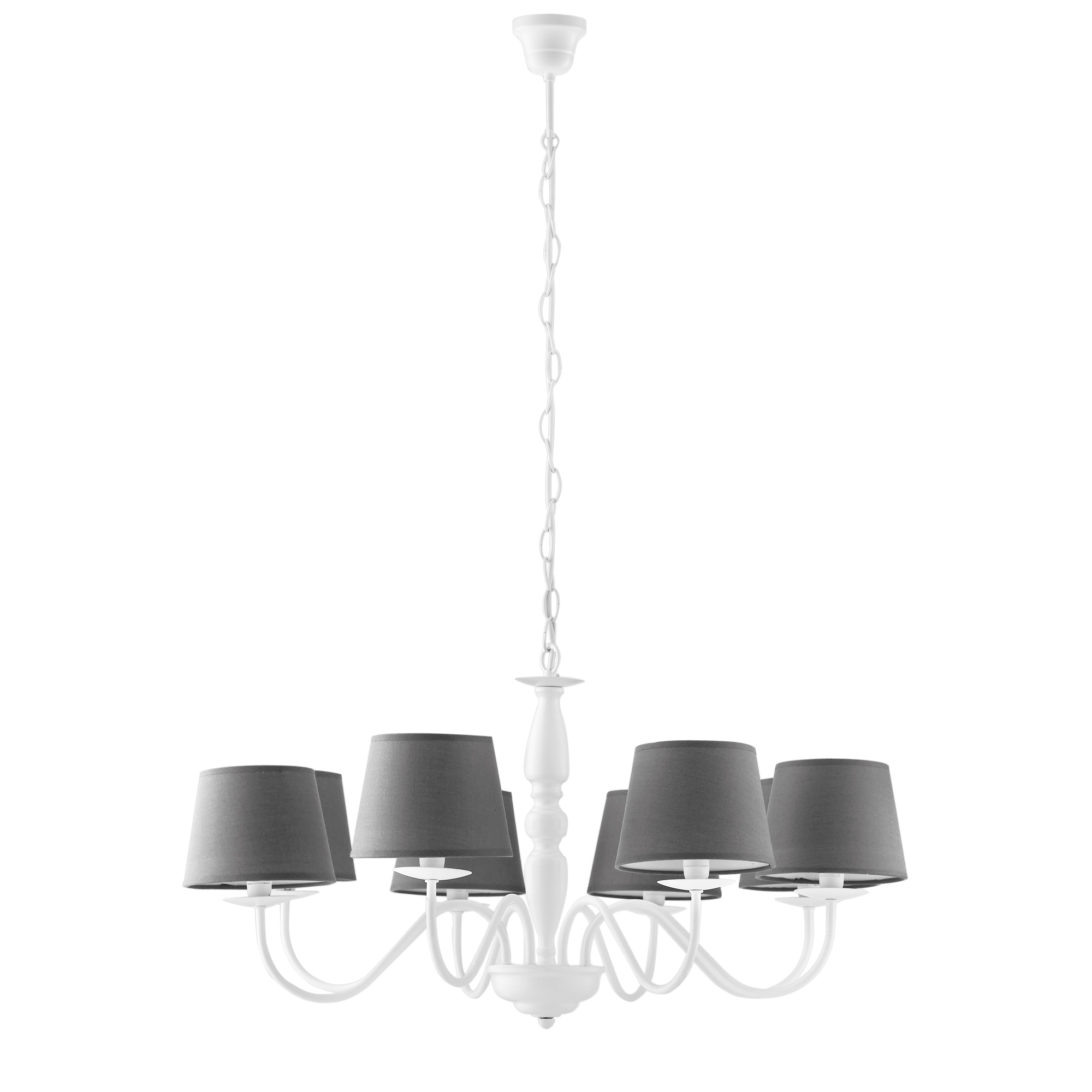 FAVOLA chandelier in white metal with eight grey fabric shades - Luce Ambiente e Design