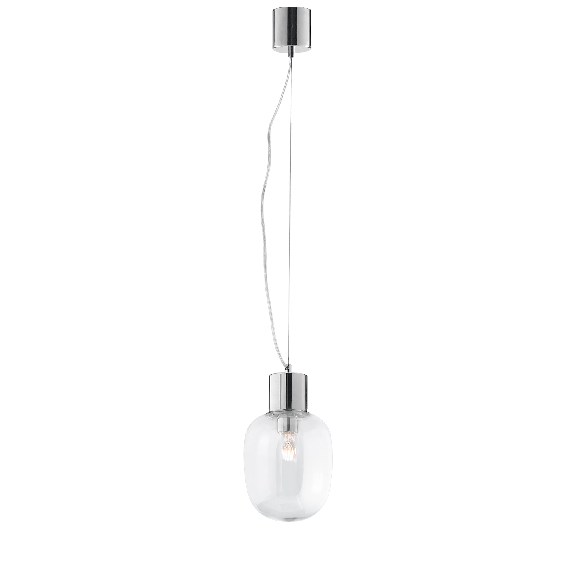 FELLINI pendant in chrome metal with glass diffuser 18 cm - Luce Ambiente e Design