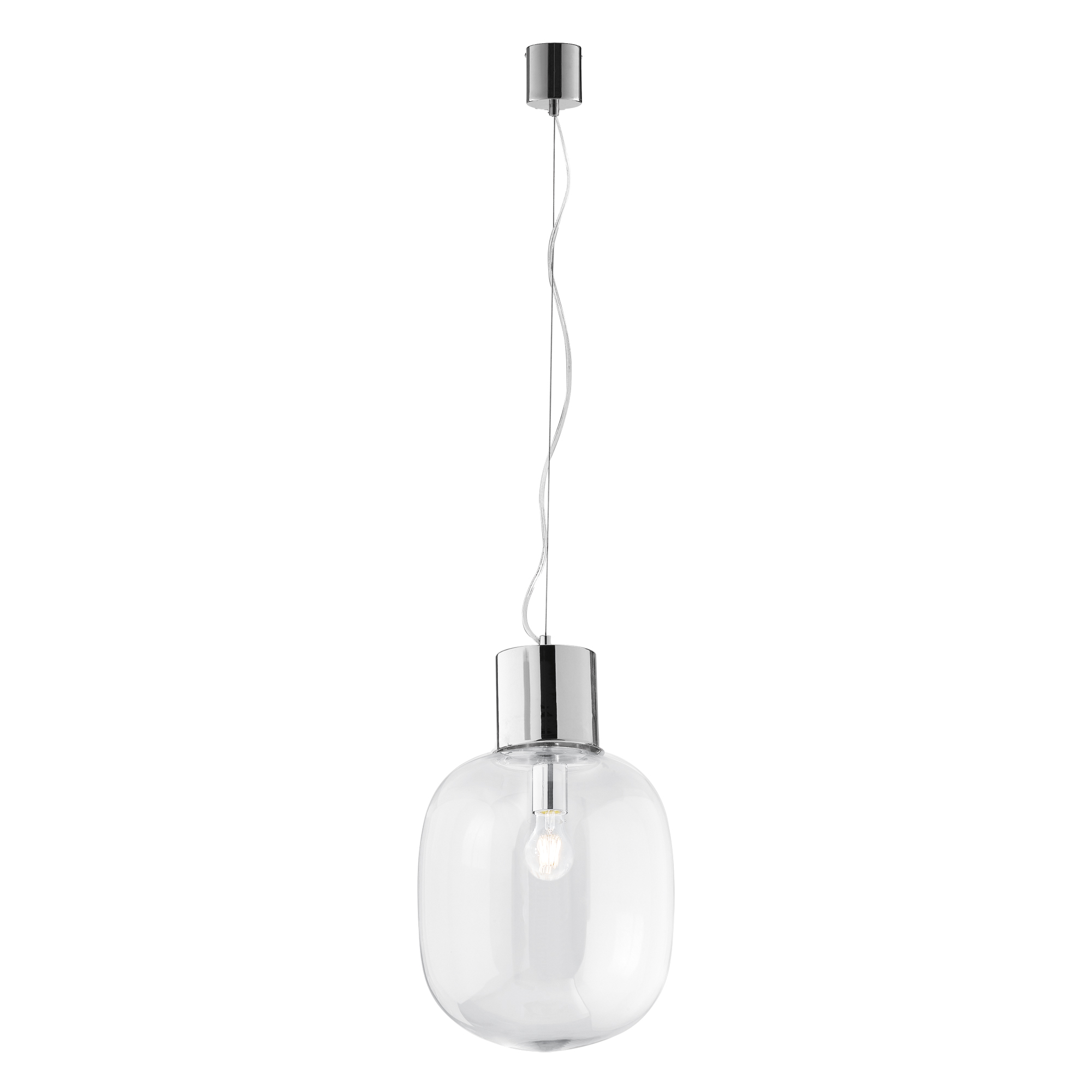 FELLINI pendant in chrome metal with glass diffuser 30 cm - Luce Ambiente e Design