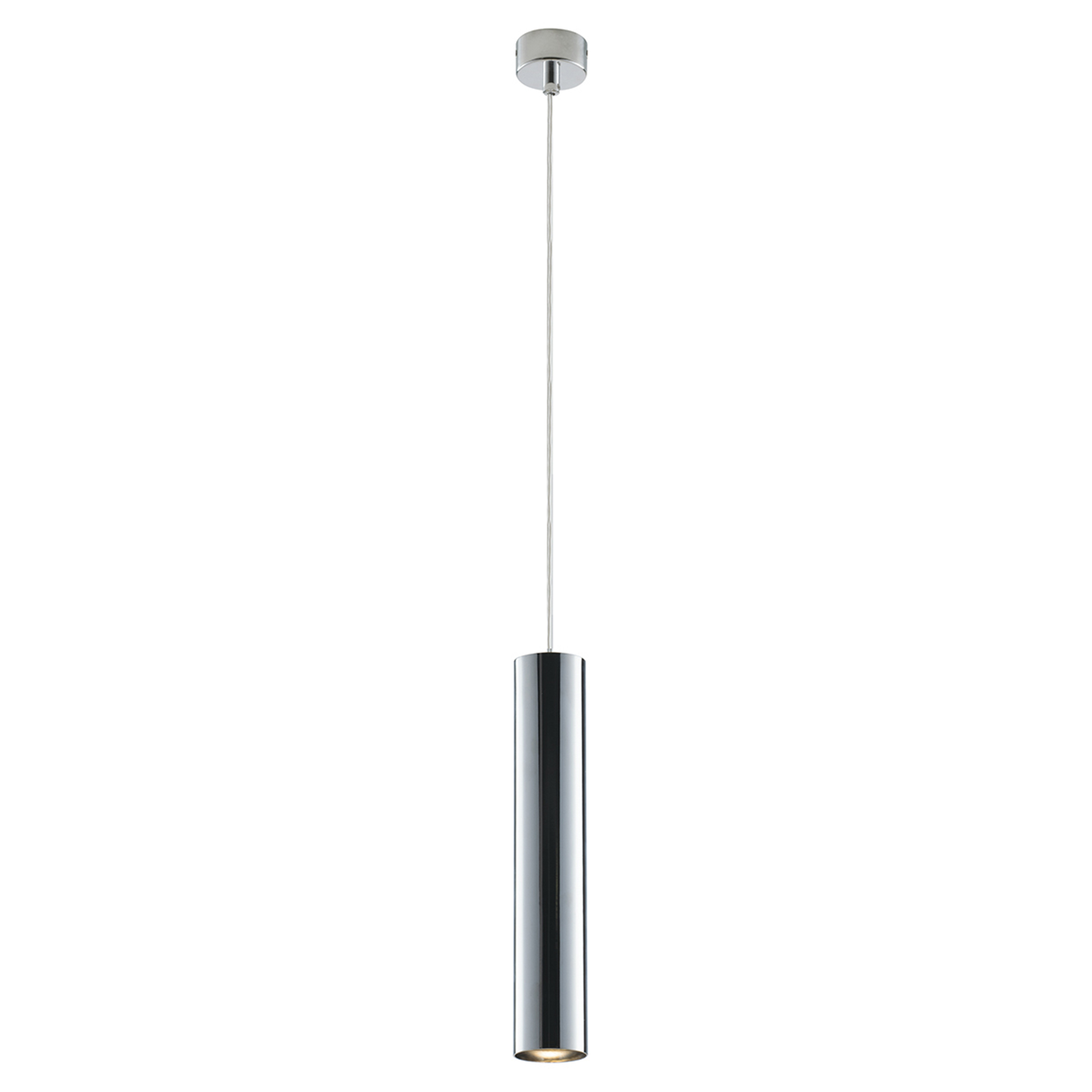 FLUKE cylindrical pendant light 1 light in chrome metal 30 cm - Luce Ambiente e Design