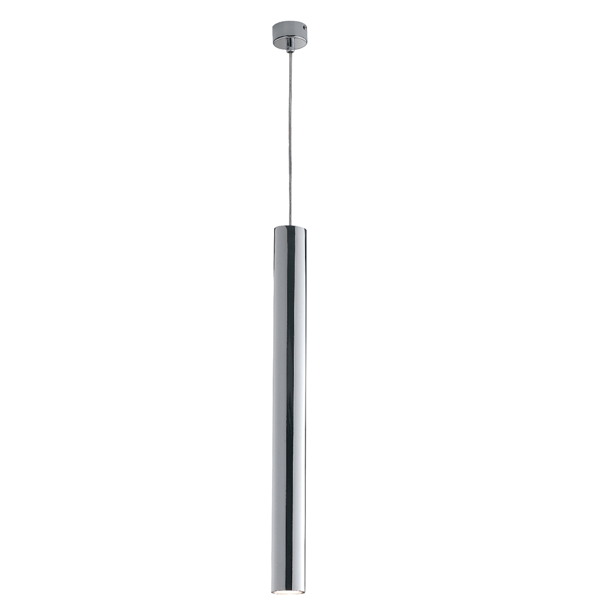 FLUKE cylindrical pendant light 1 light in chrome metal 60 cm - Luce Ambiente e Design
