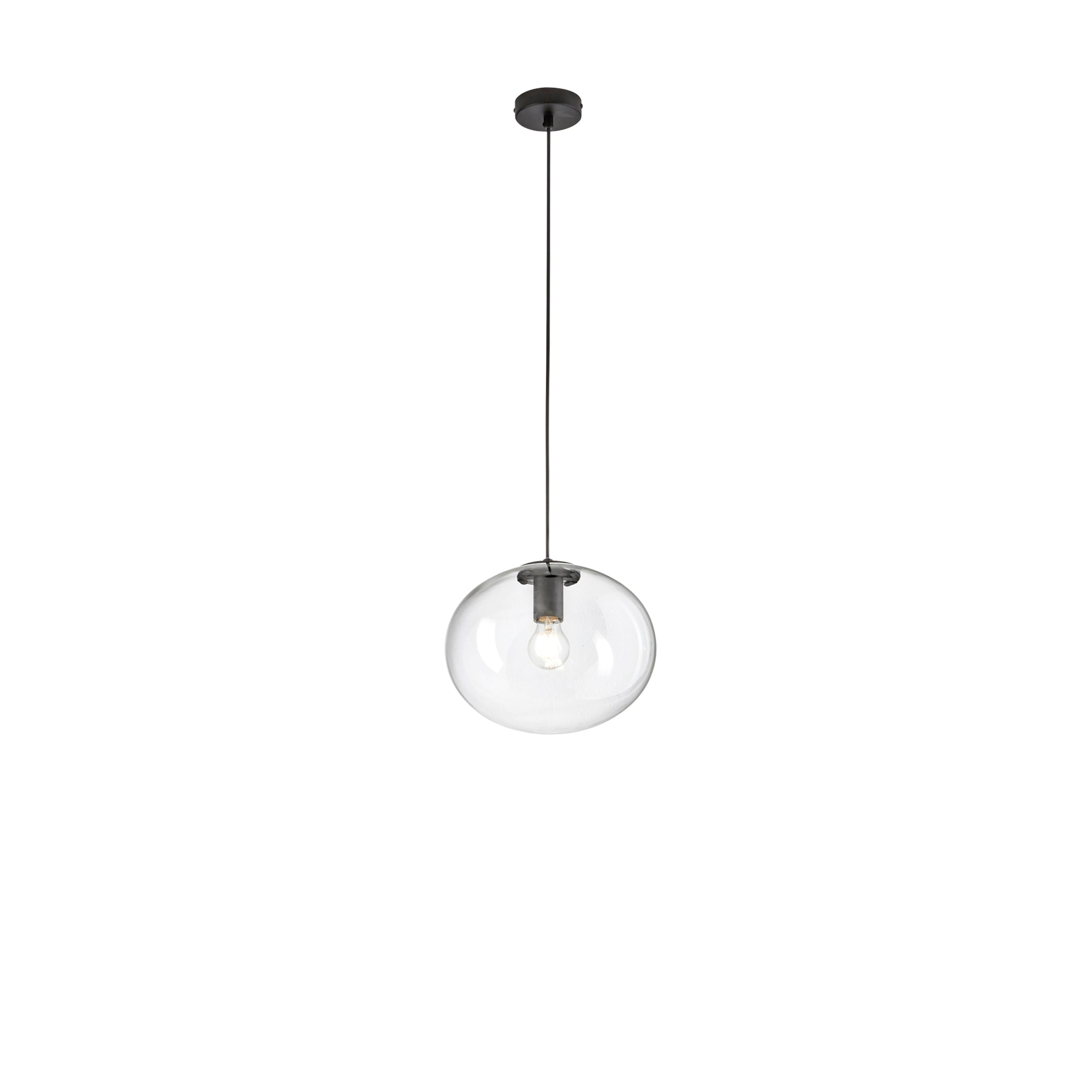 GALAXY pendant light in black metal with blown glass diffuser Ø 30 cm - Luce Ambiente e Design