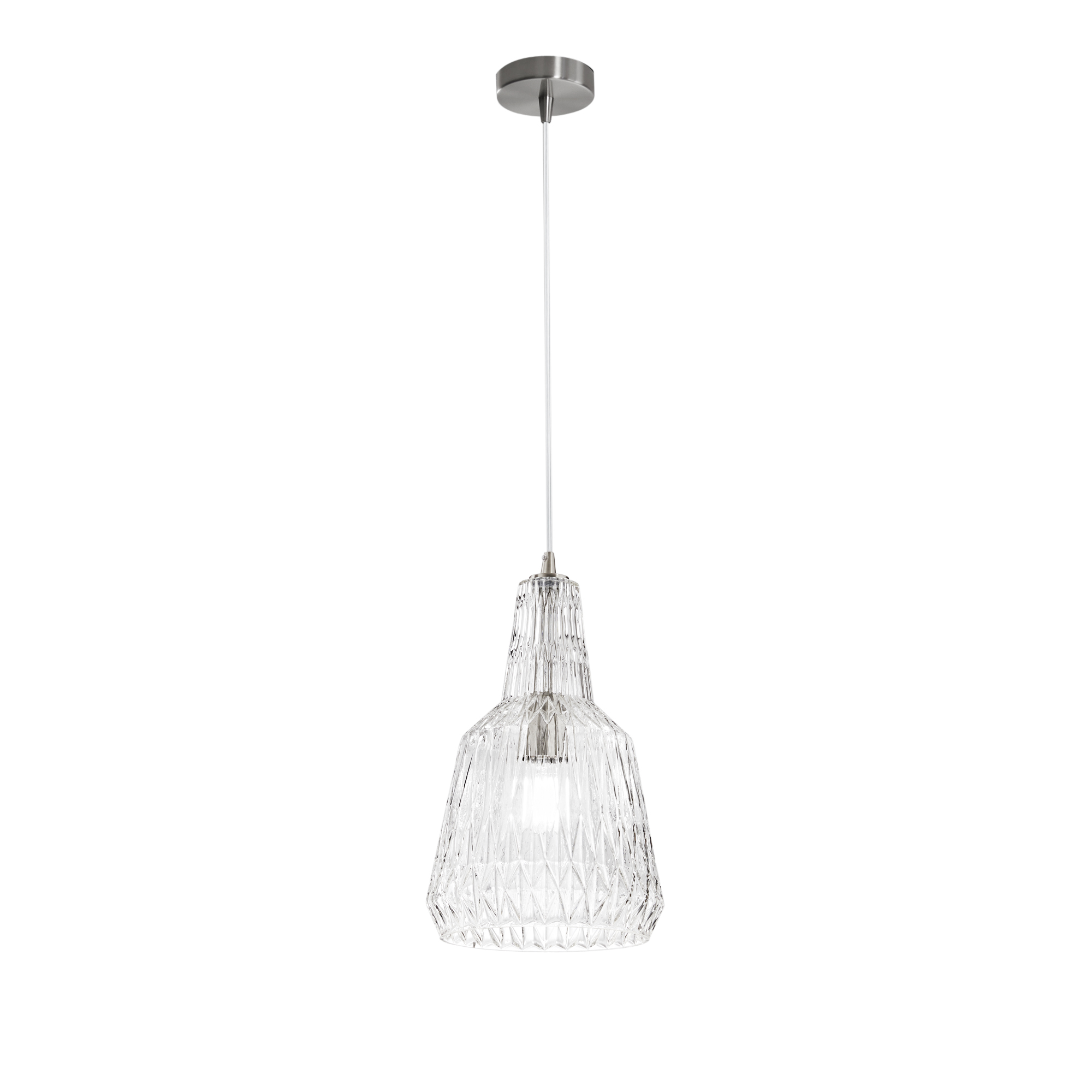 GALWAY pendant light in faceted crystal glass transparent - Luce Ambiente e Design
