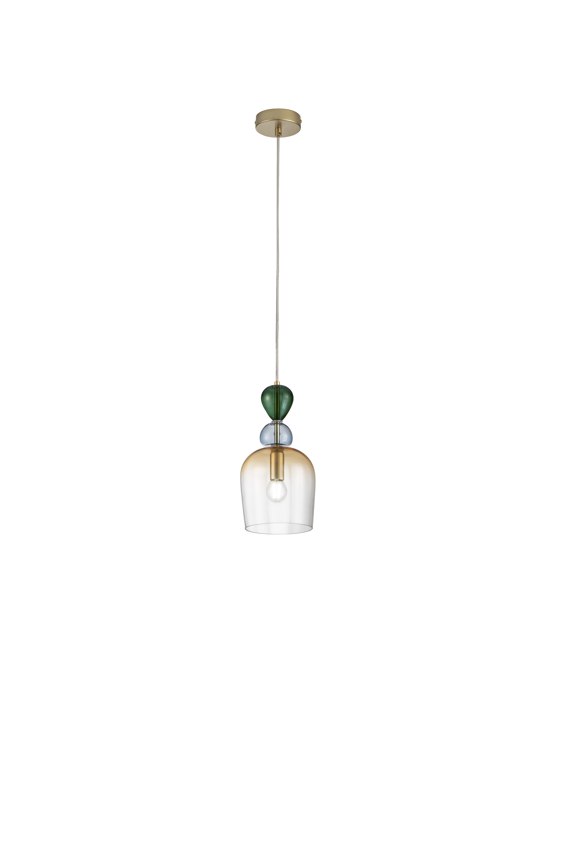 GAUDI pendant light amber with single floral-pattern glass diffuser - Luce Ambiente e Design