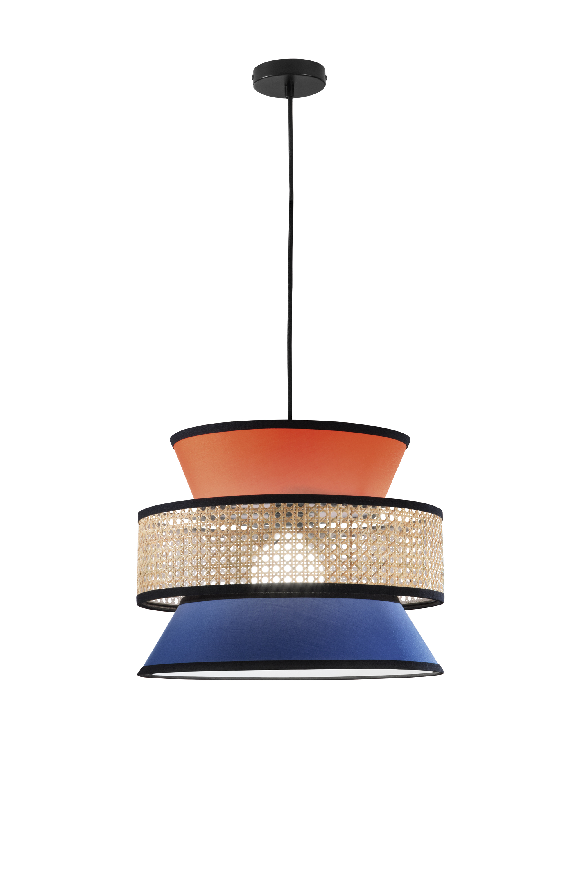 GAZEBO orange and blue pendant handcrafted with natural materials - Luce Ambiente e Design