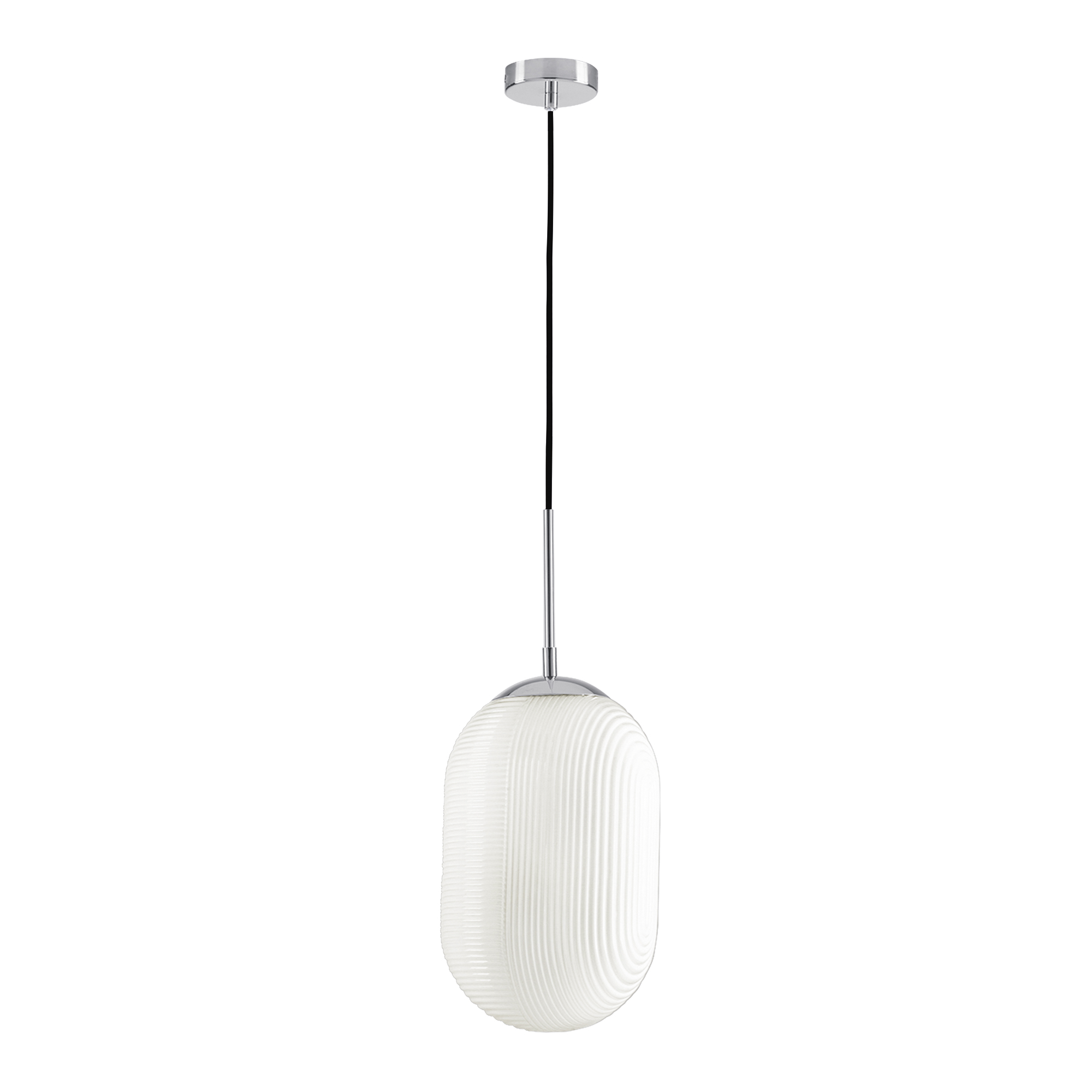 GREENWICH single pendant in ribbed white glass - Luce Ambiente e Design
