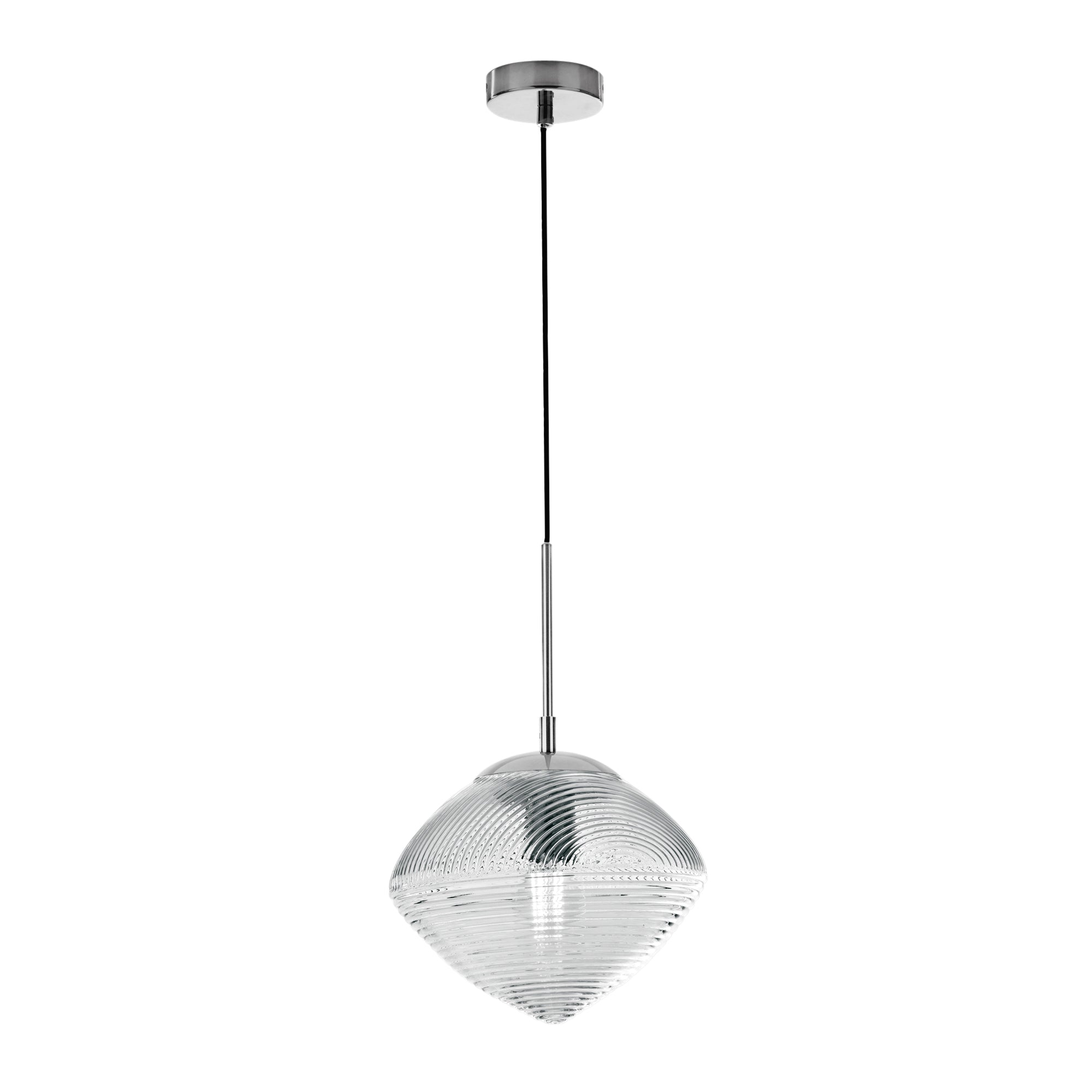GREENWICH single pendant in ribbed blue glass - Luce Ambiente e Design