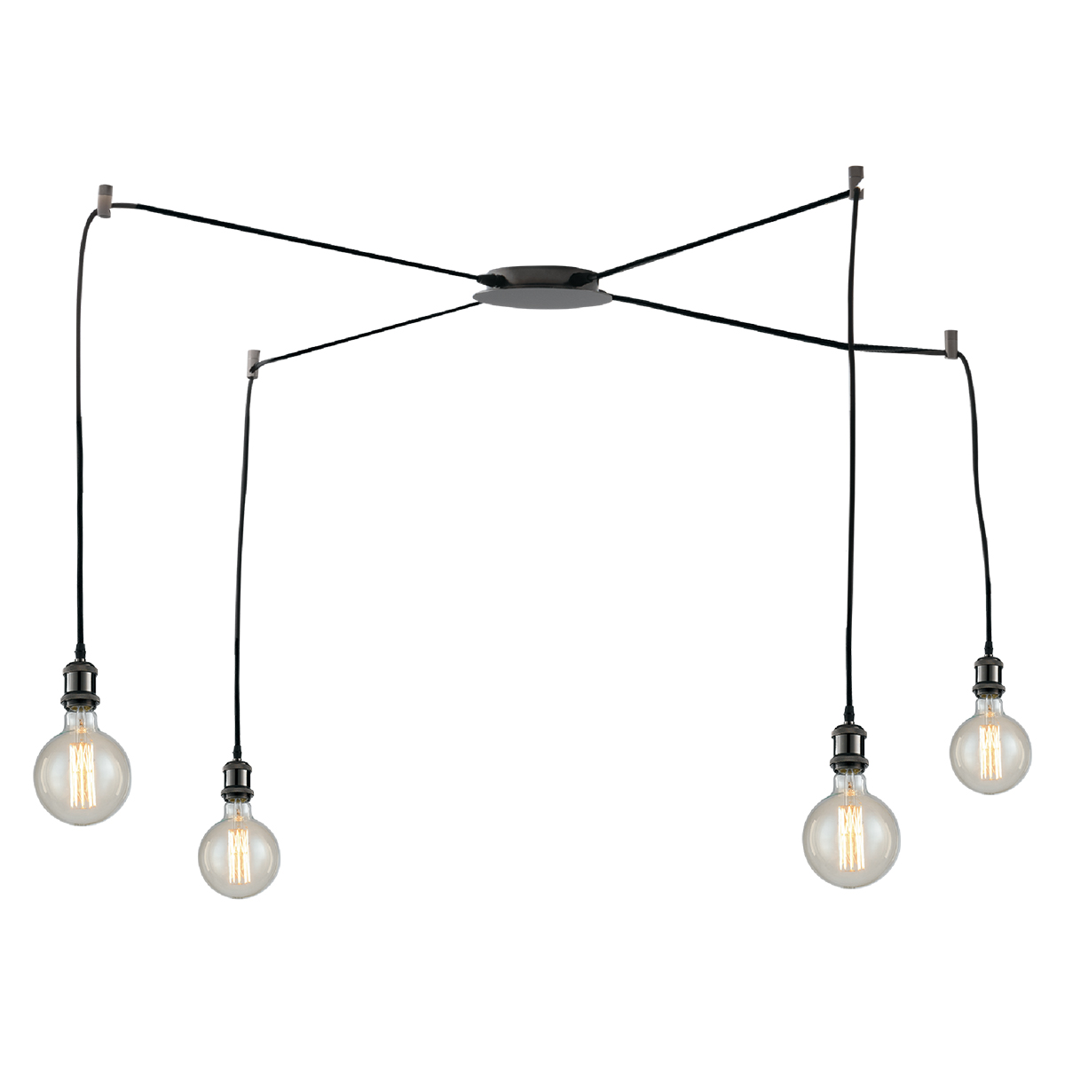 GROOVE pendant light with four lights and black fabric cables - Luce Ambiente e Design