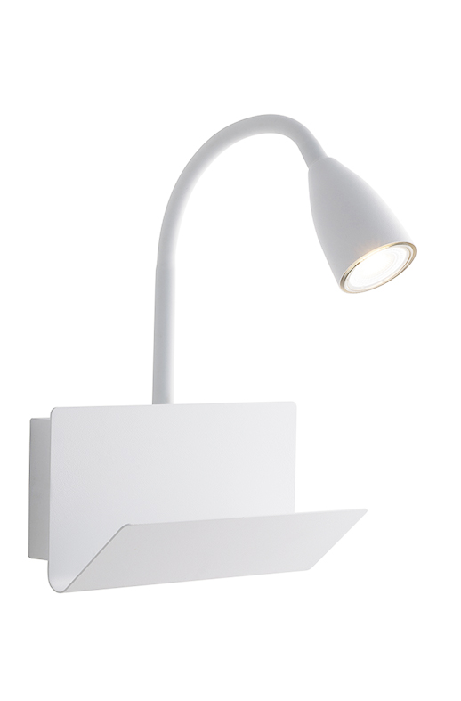 GULP wall light in white metal with flexible arm and USB 2A and Type-C input - Luce Ambiente e Design