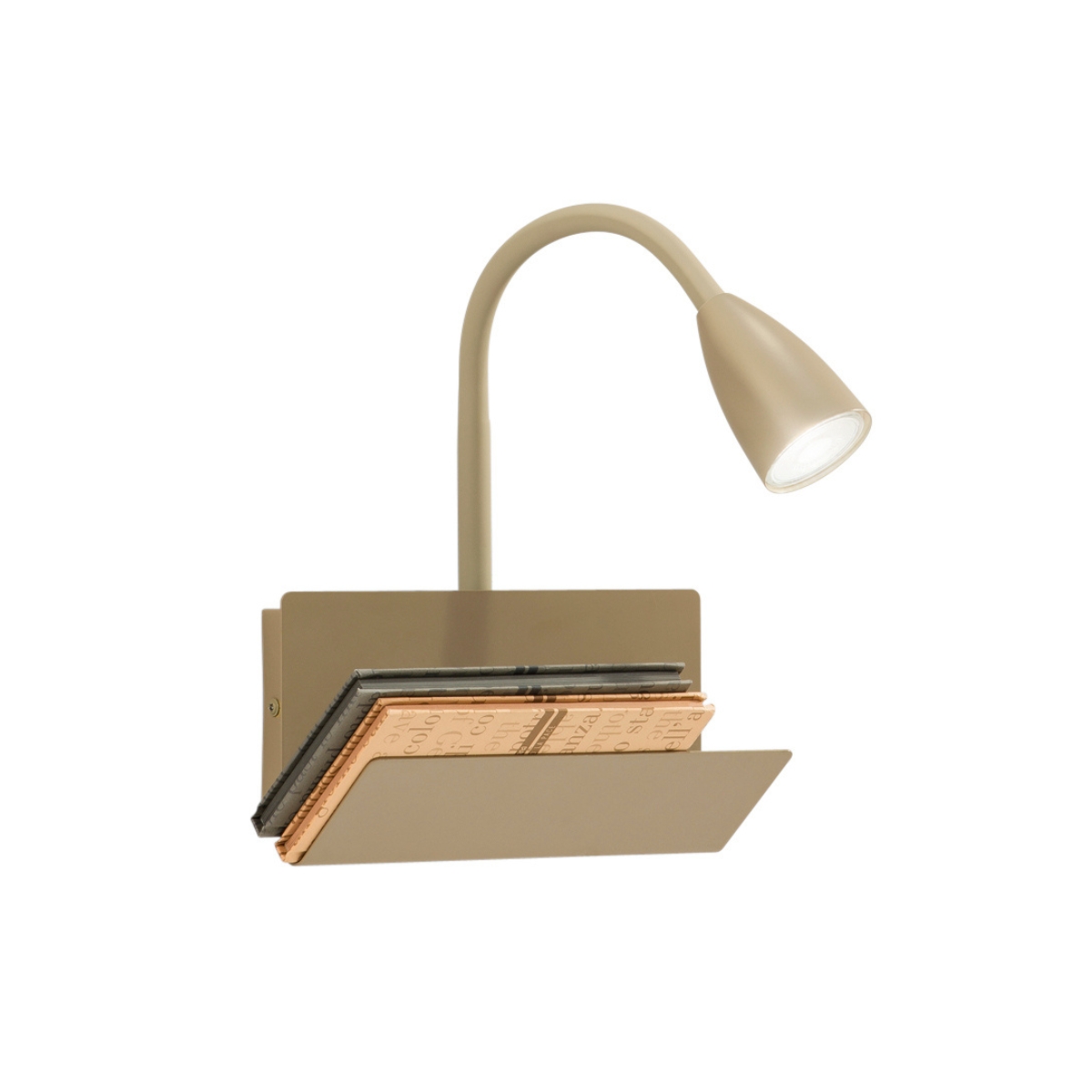 GULP wall light in mud-coloured metal with flexible arm and USB 2A and Type-C input - Luce Ambiente e Design