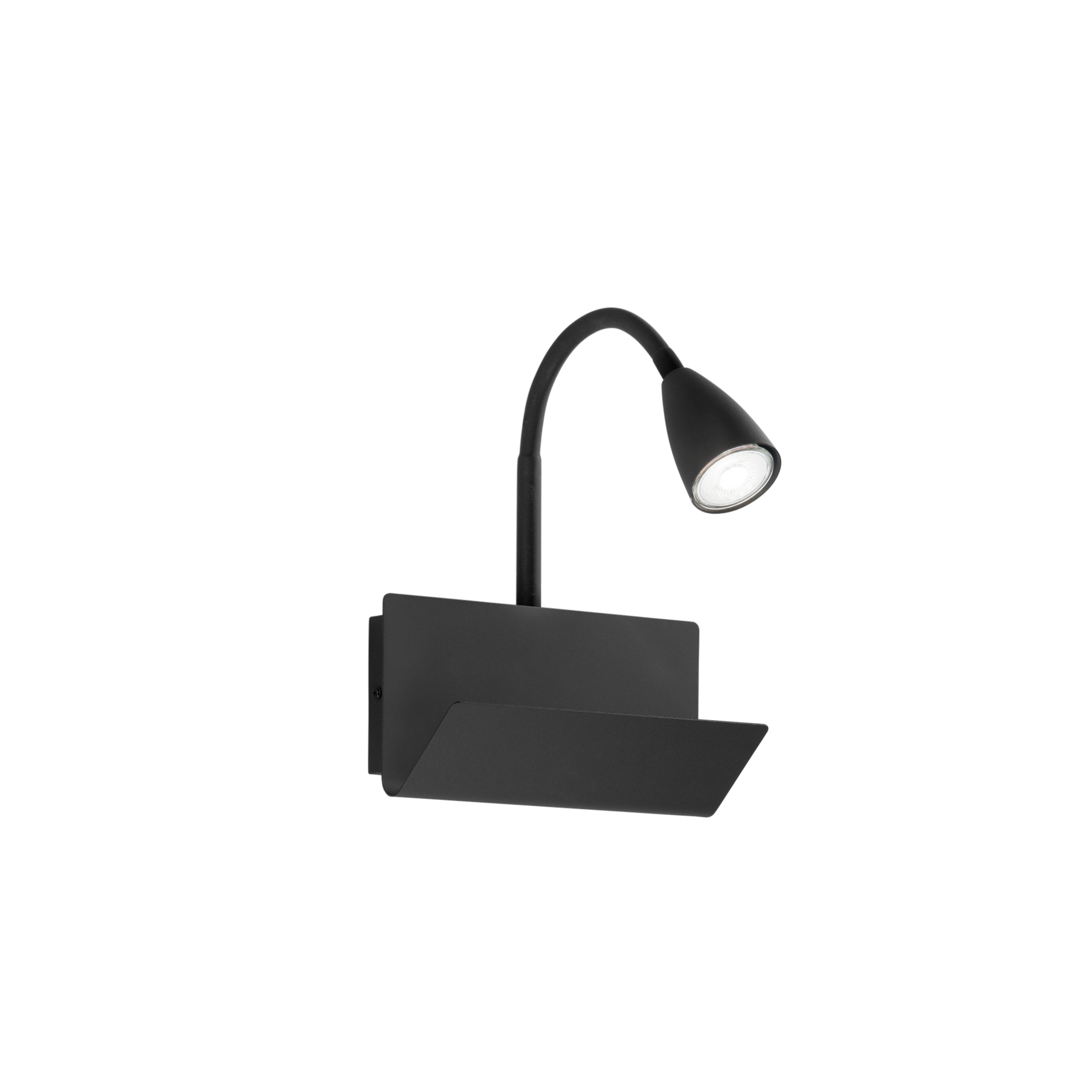 GULP wall light in black metal with flexible arm and USB 2A and Type-C input - Luce Ambiente e Design