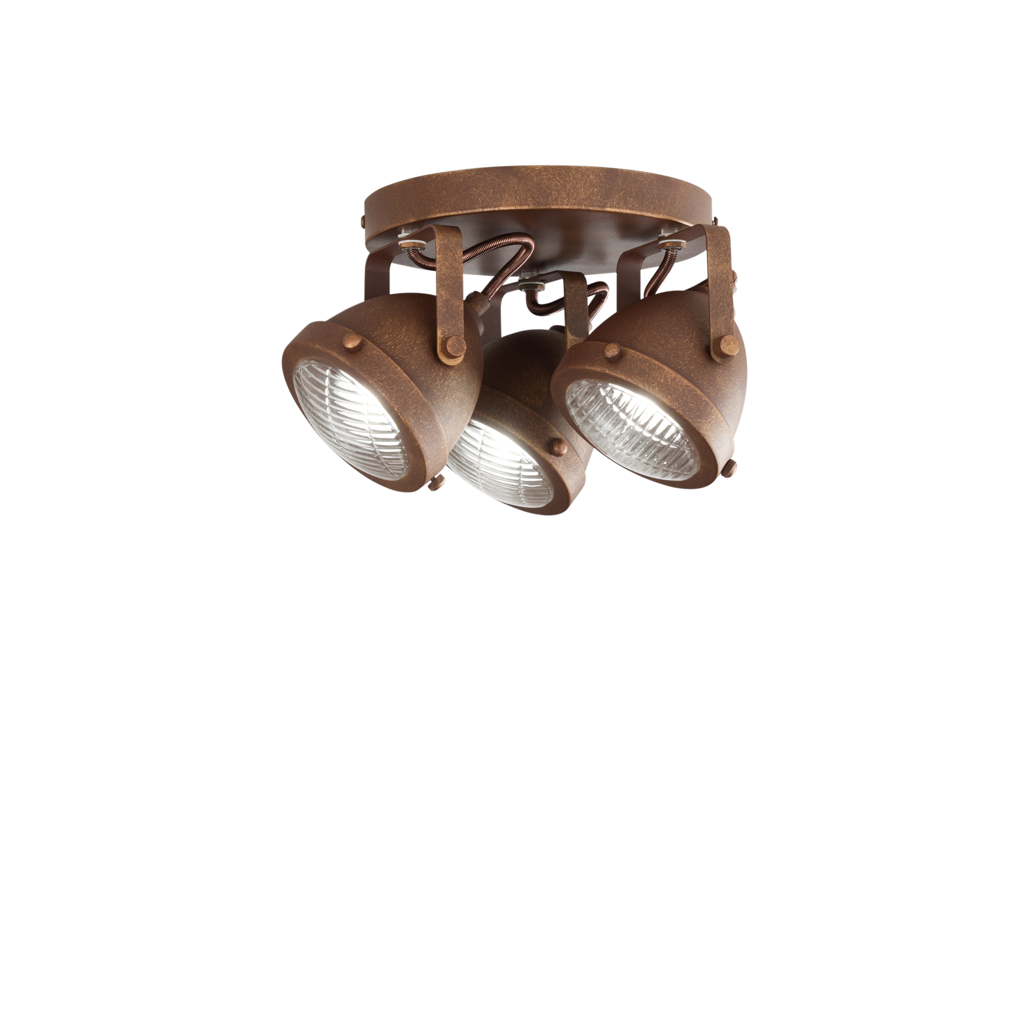 HABANA ceiling light in rust metal with three glass diffusers - Luce Ambiente e Design