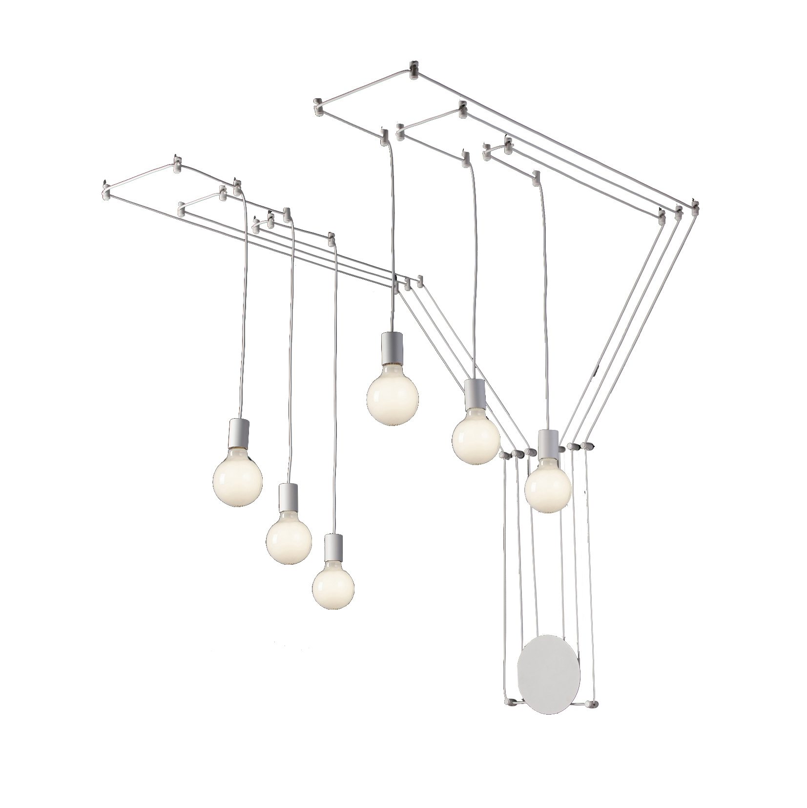 HABITAT ceiling light with adjustable white cables and six light points - Luce Ambiente e Design
