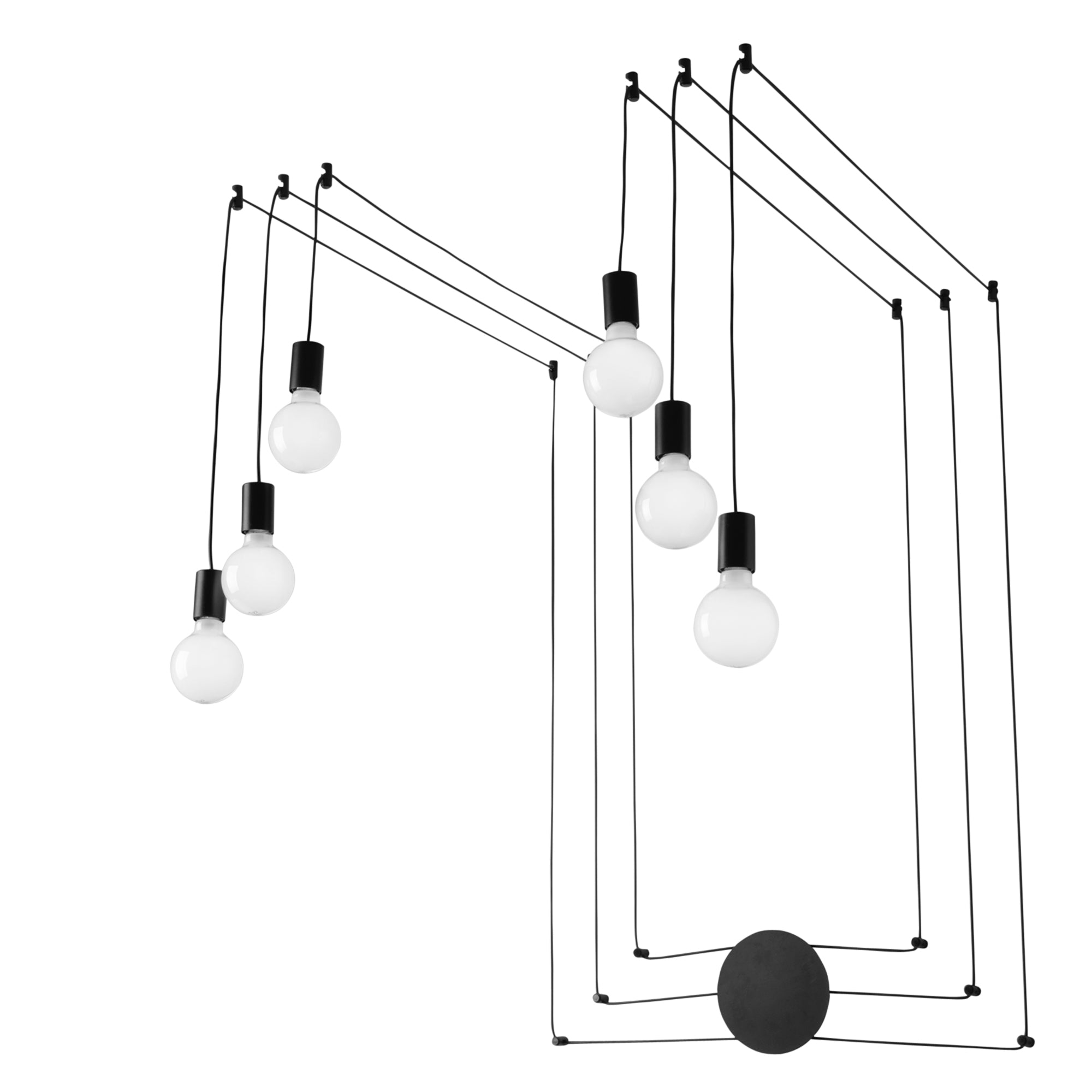 HABITAT ceiling light with adjustable black cables and six light points - Luce Ambiente e Design