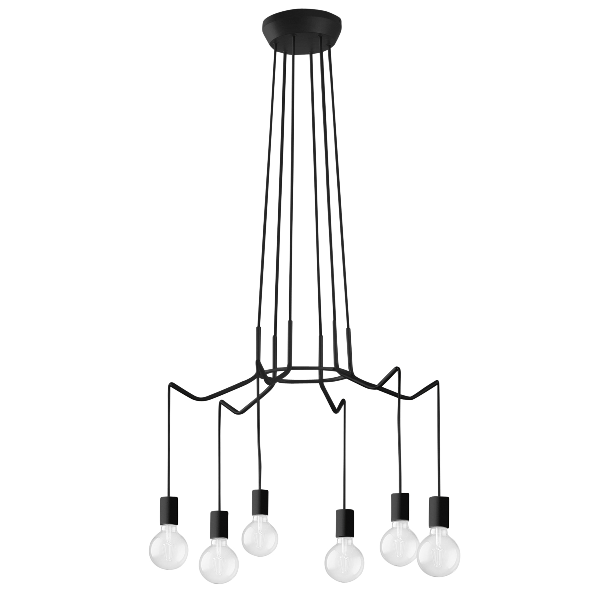 HABITAT pendant light with adjustable black cables, 6 lights - Luce Ambiente e Design