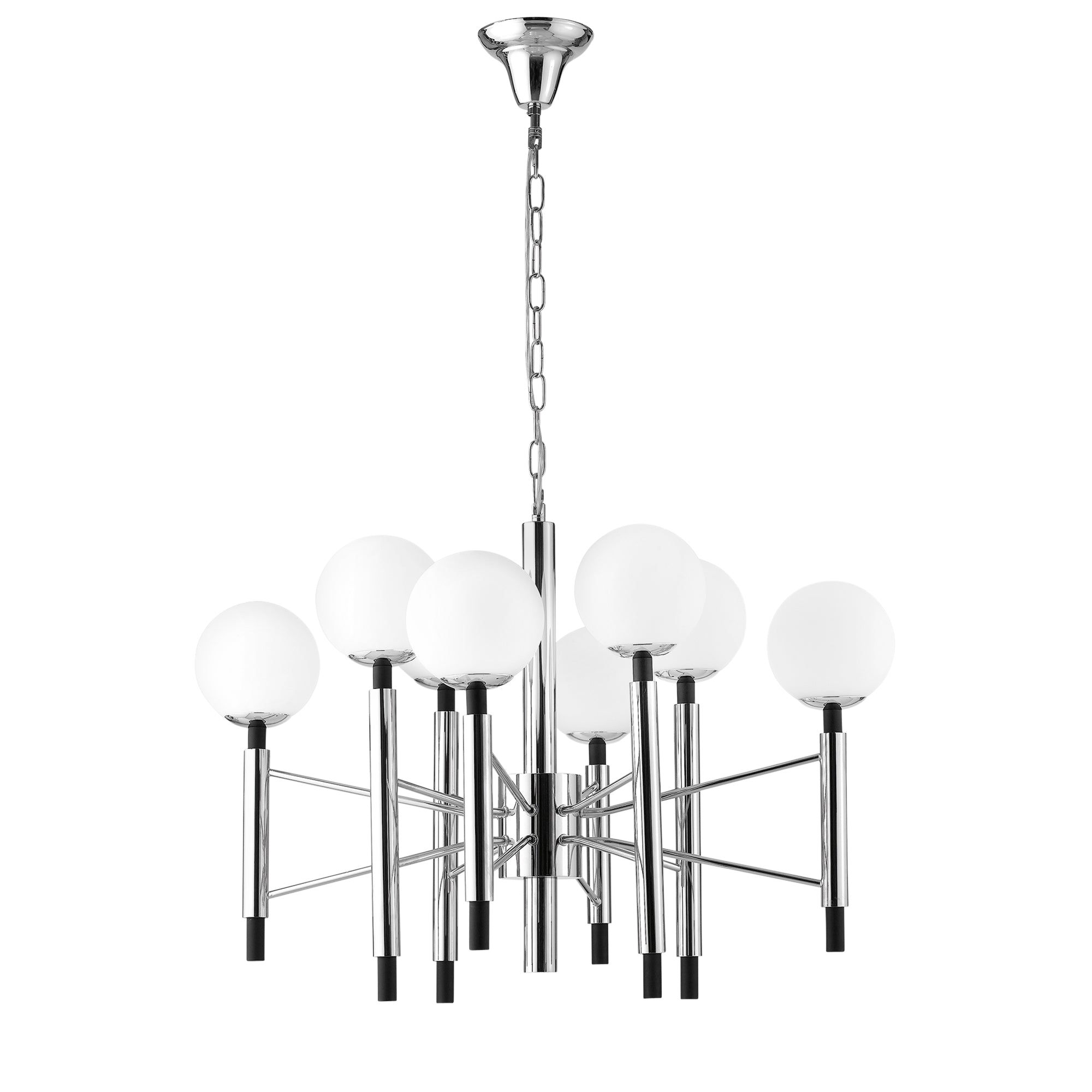 HAMMOND pendant in chrome metal with eight glass diffusers - Luce Ambiente e Design
