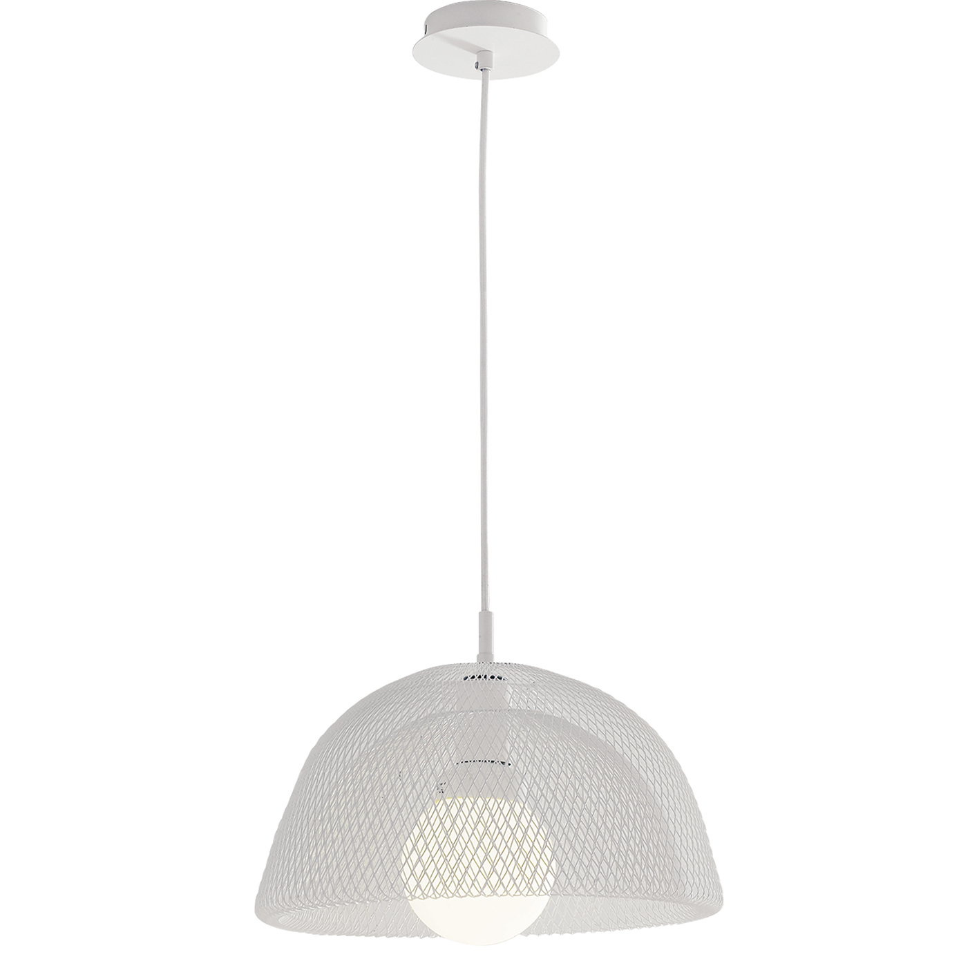 HAREM pendant in white mesh metal with fabric cable 37 cm - Luce Ambiente e Design