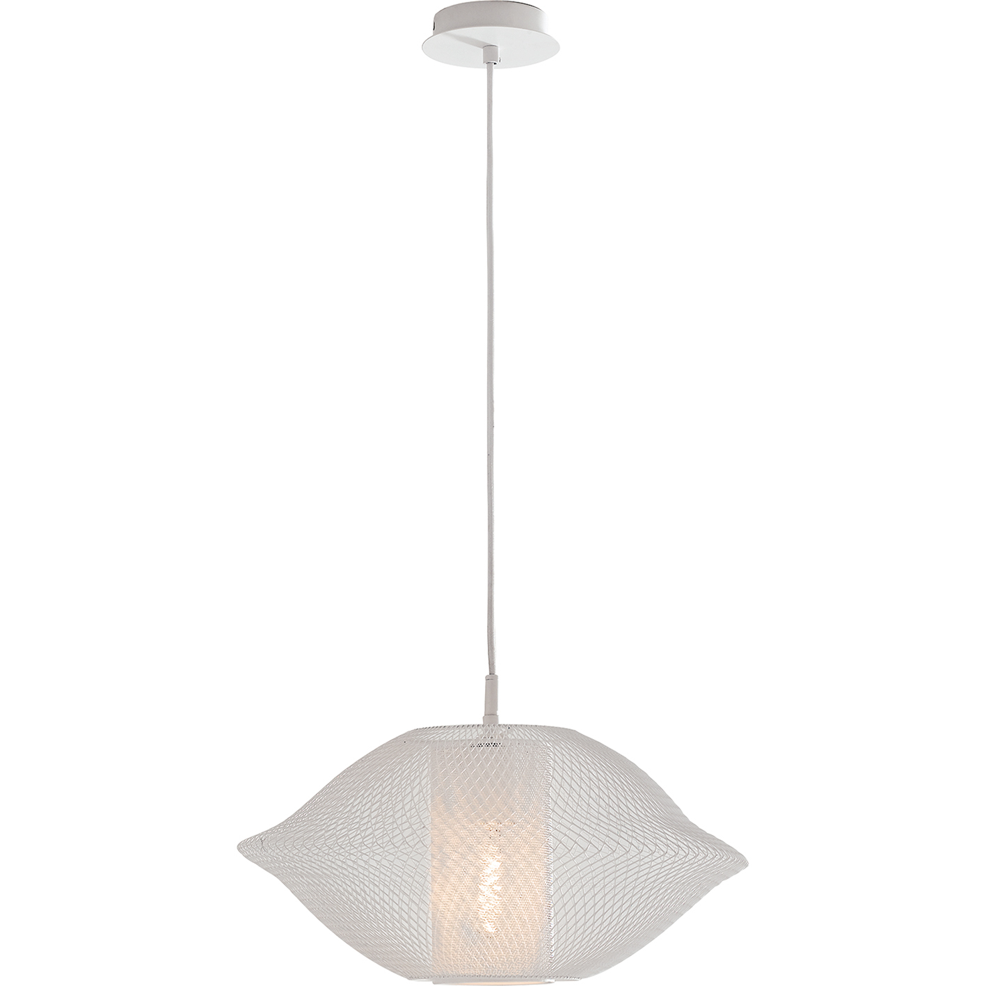 HAREM pendant in white mesh metal with fabric cable 40 cm - Luce Ambiente e Design
