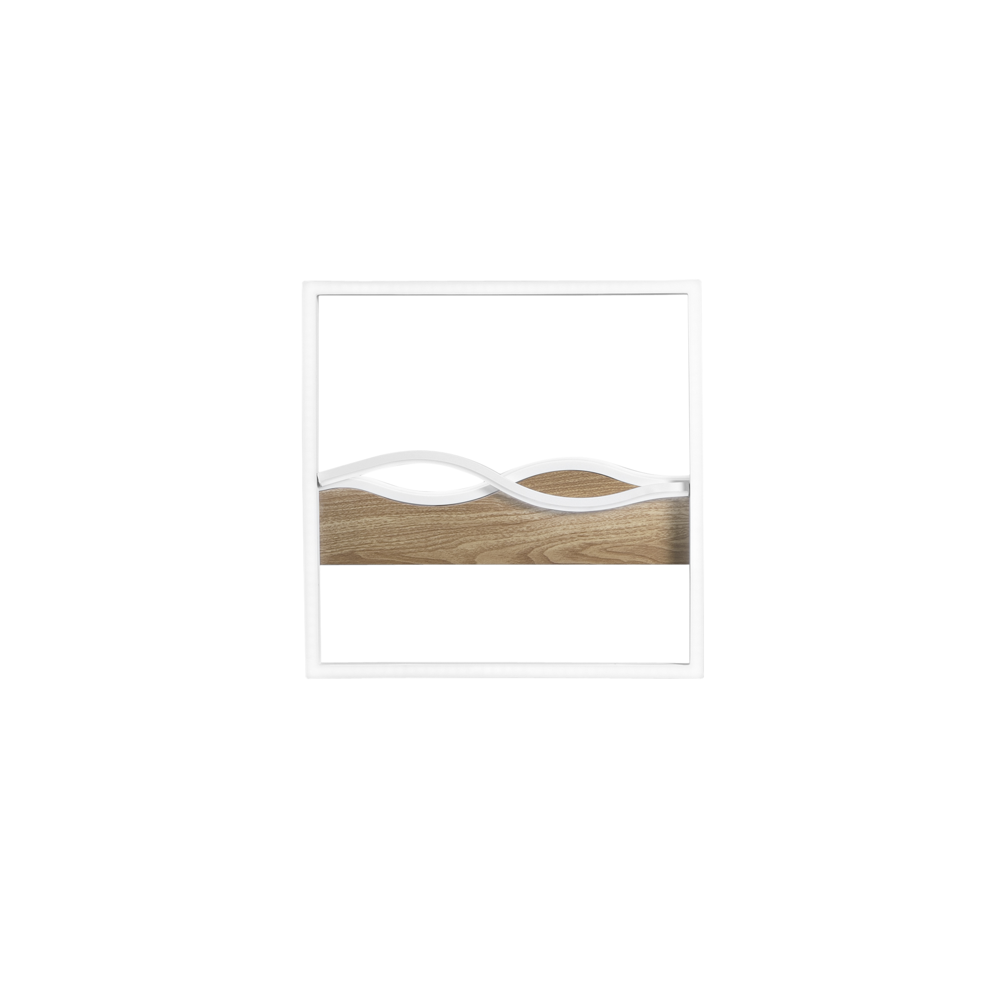 HAWAII square LED ceiling light in white metal with wood-effect base - CCT - Luce Ambiente e Design
