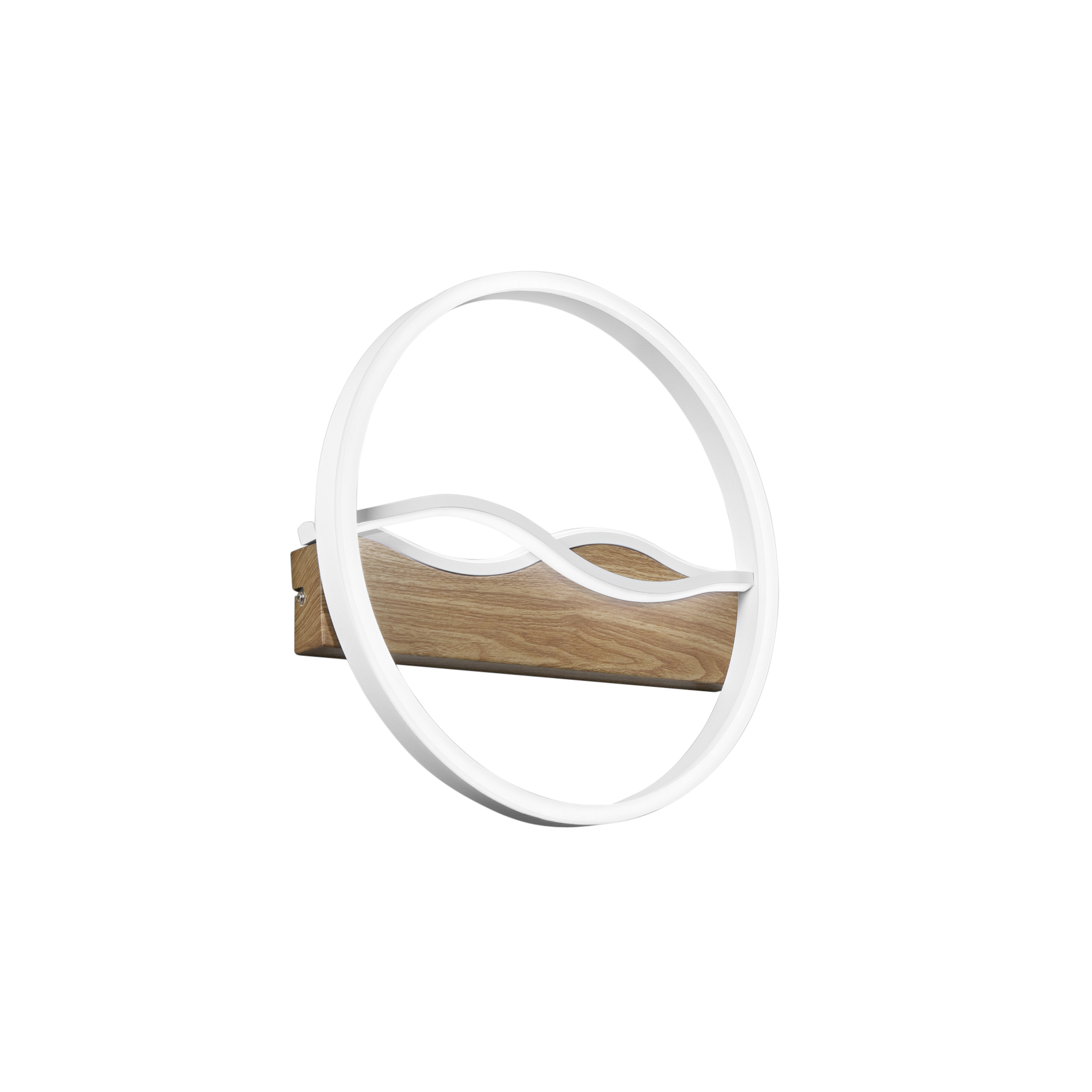 HAWAII round LED ceiling light in white metal with wood-effect base - CCT - Luce Ambiente e Design
