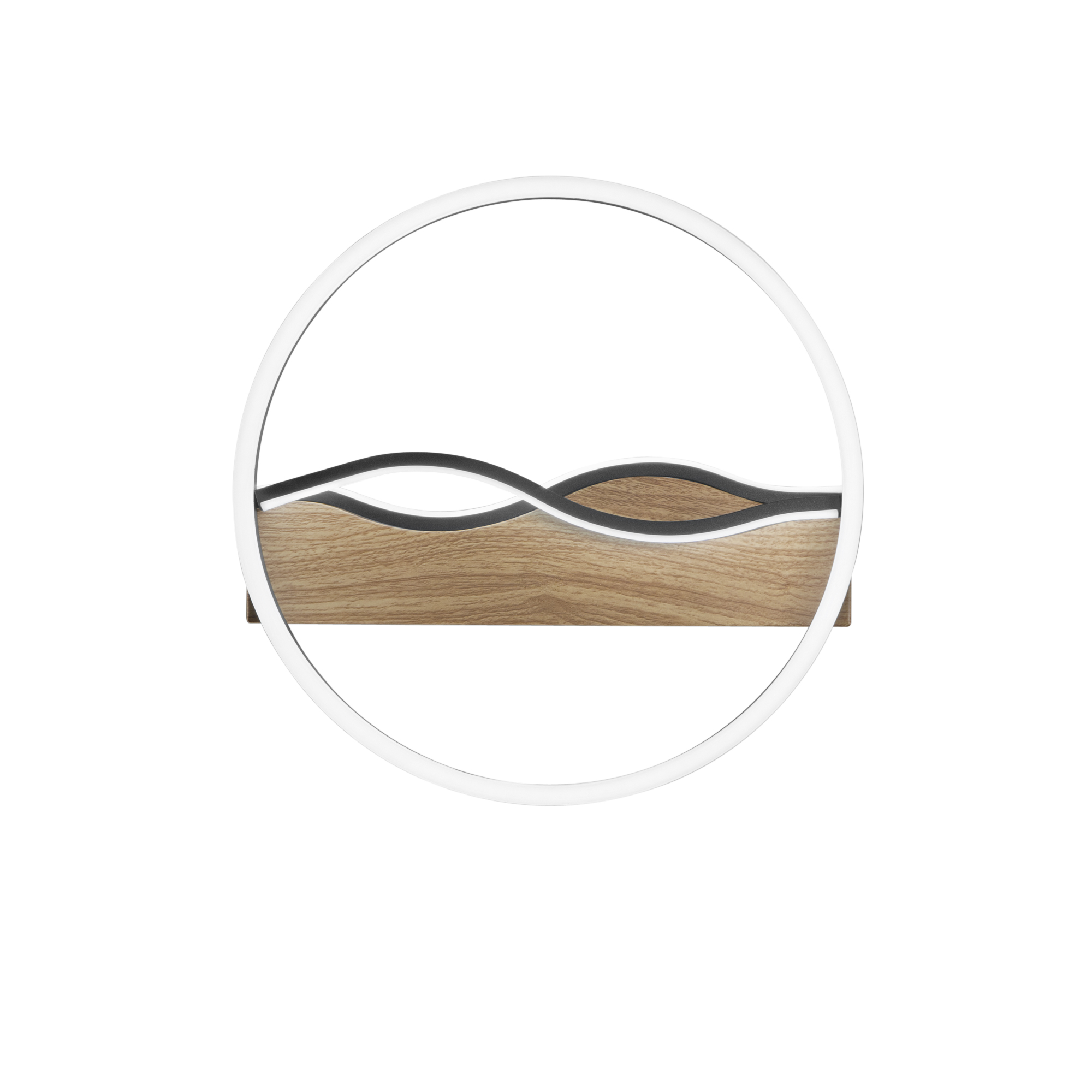 HAWAII round LED ceiling light in black metal with wood-effect base - CCT - Luce Ambiente e Design
