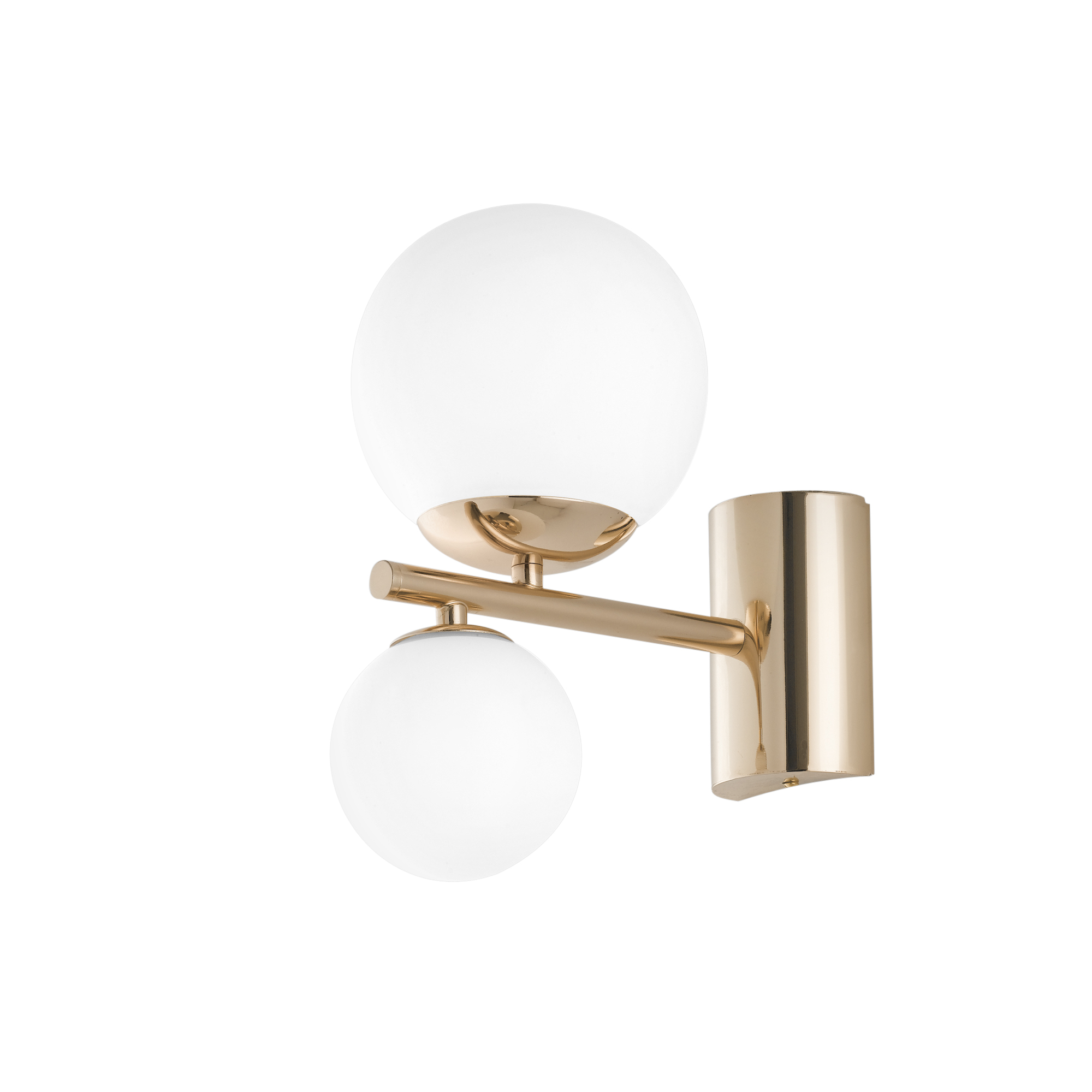 HERA wall light in gold metal with two white glass diffusers - Luce Ambiente e Design