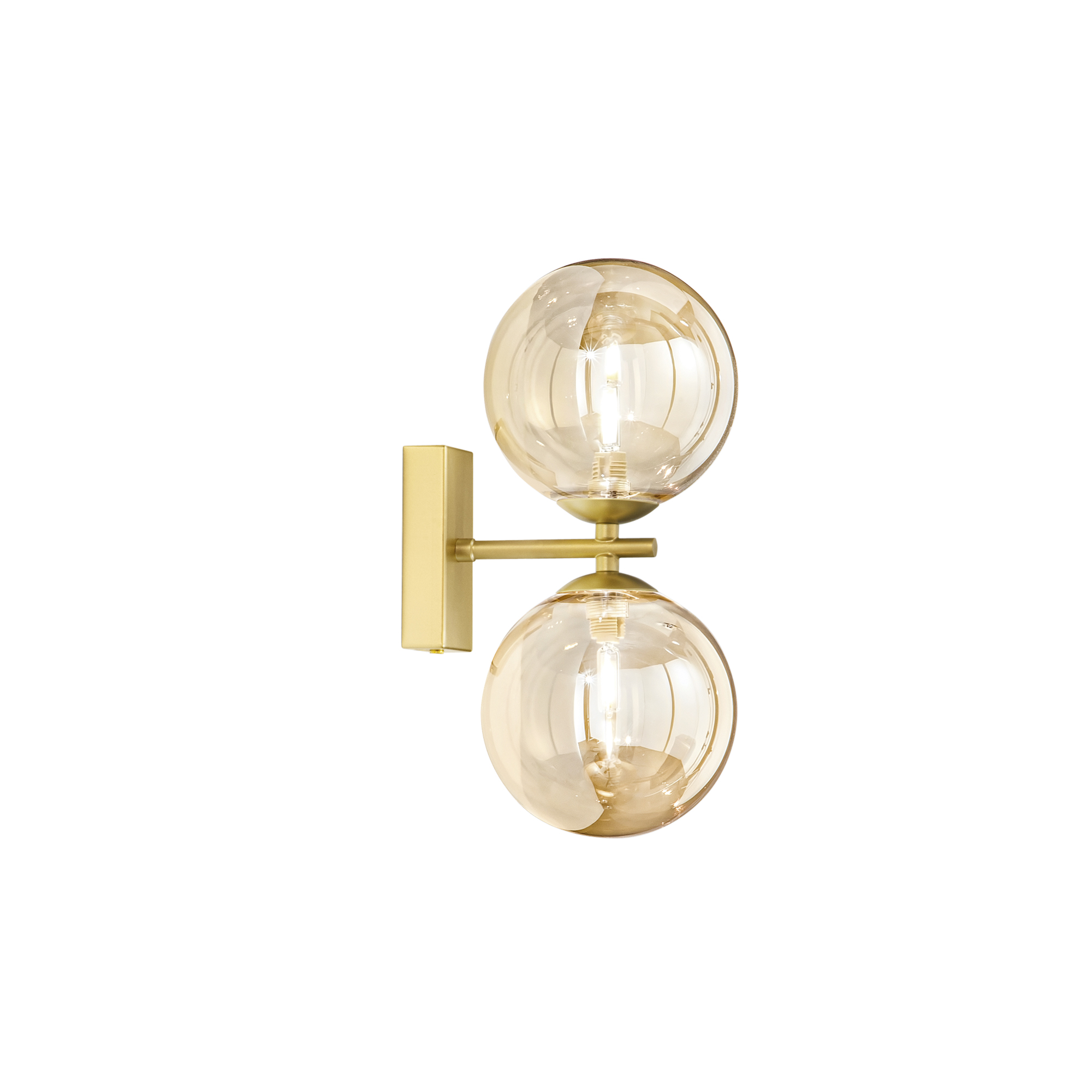 HONEY wall light in brass metal with two champagne glass diffusers - Luce Ambiente e Design