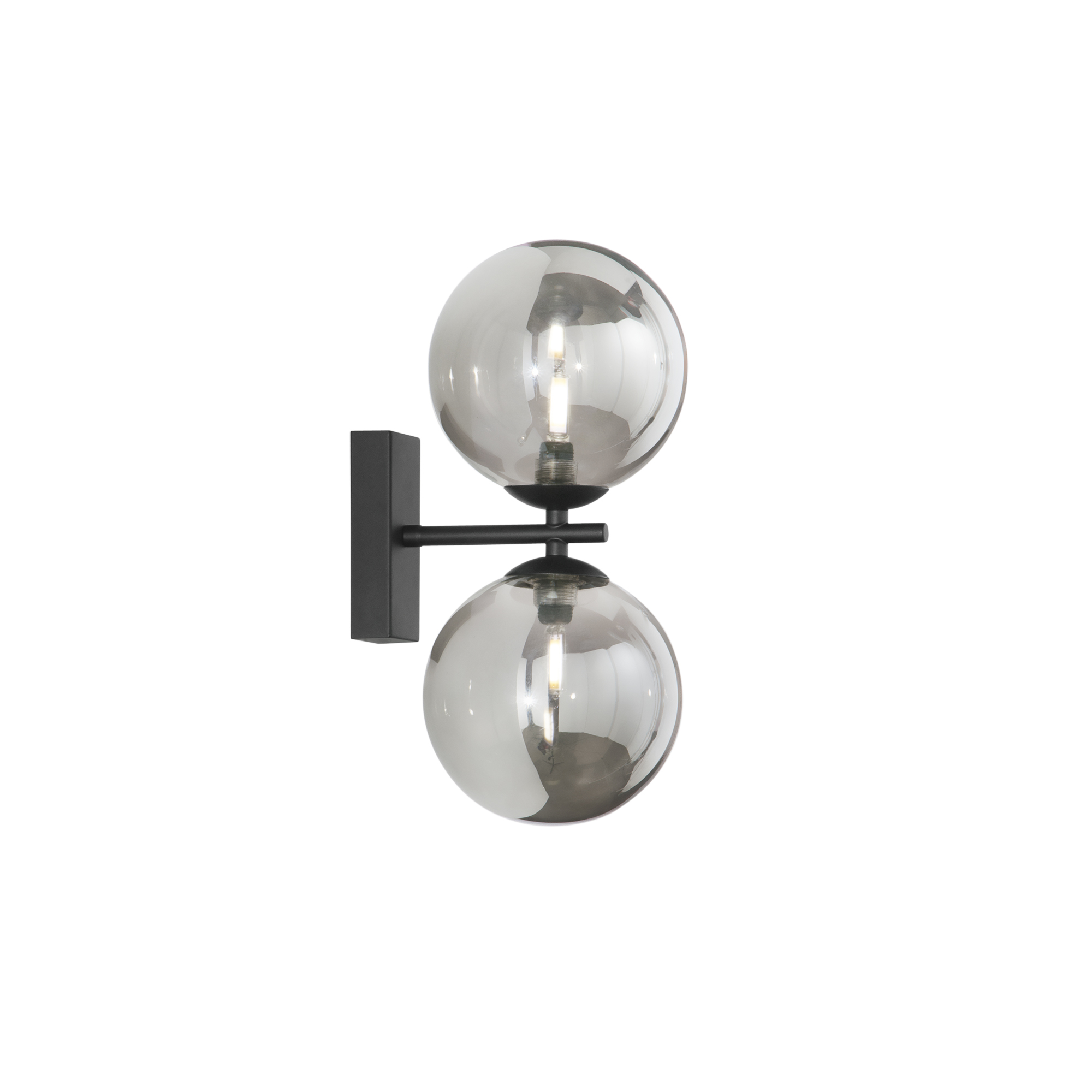 HONEY wall light in black metal with two smoked glass diffusers - Luce Ambiente e Design