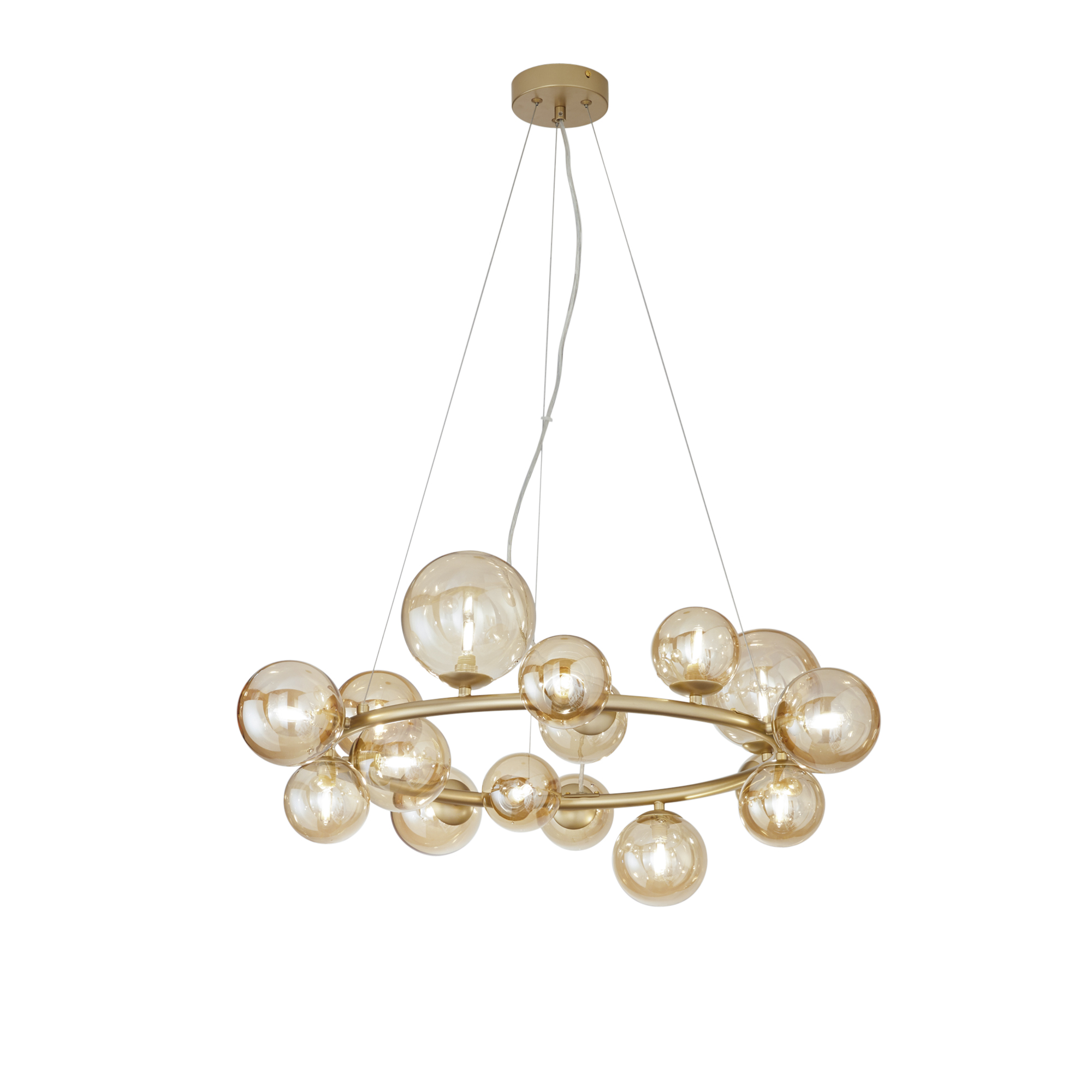 HONEY pendant light in brass metal with 16 champagne diffusers - Luce Ambiente e Design