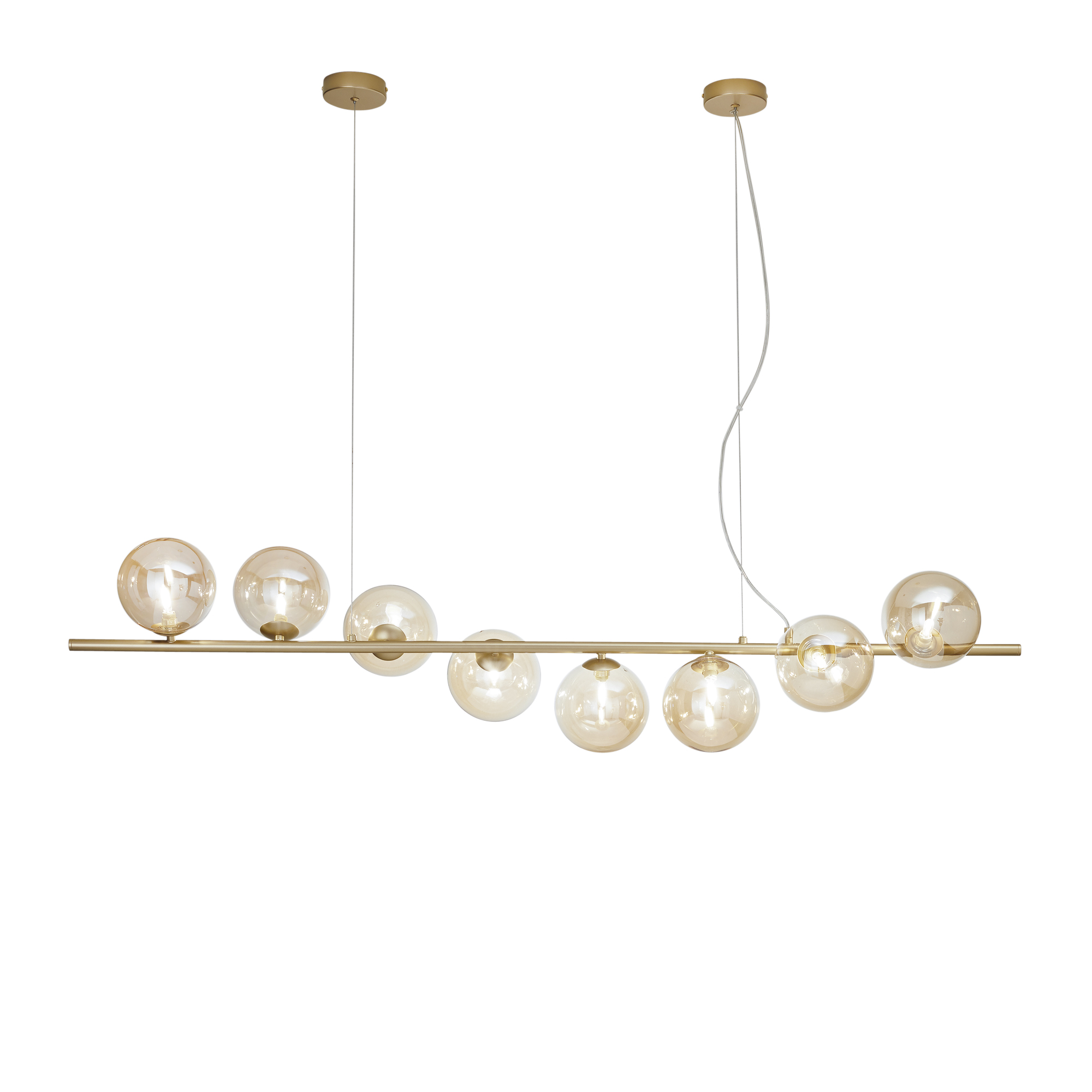 HONEY pendant light in brass metal with eight champagne glass diffusers - Luce Ambiente e Design