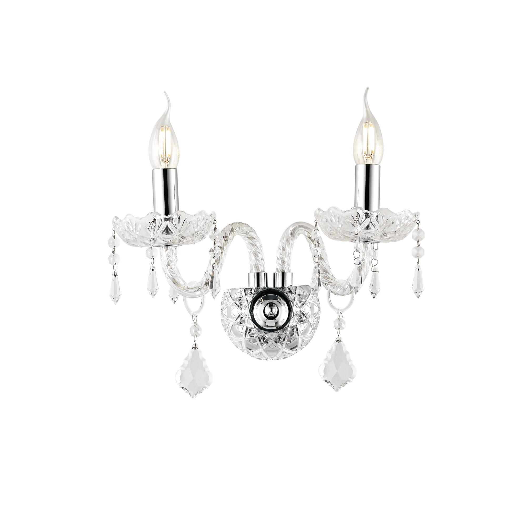 INCANTO wall light in glass with two lights, chrome details and crystals - Luce Ambiente e Design