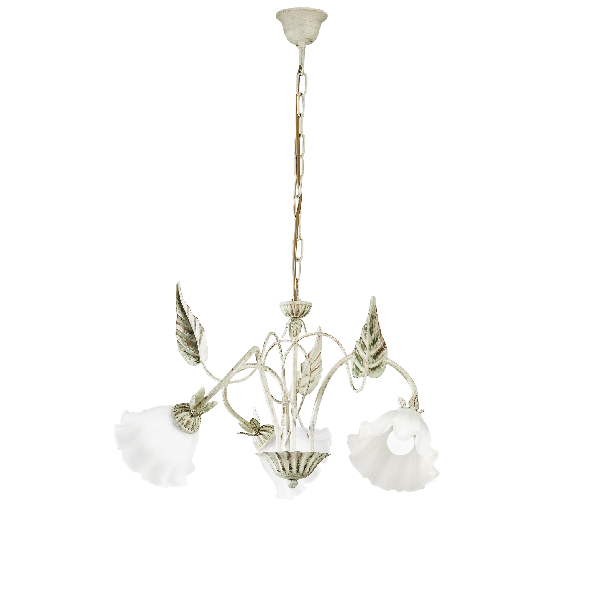 ISOTTA chandelier in ivory metal with three white glass diffusers - Luce Ambiente e Design