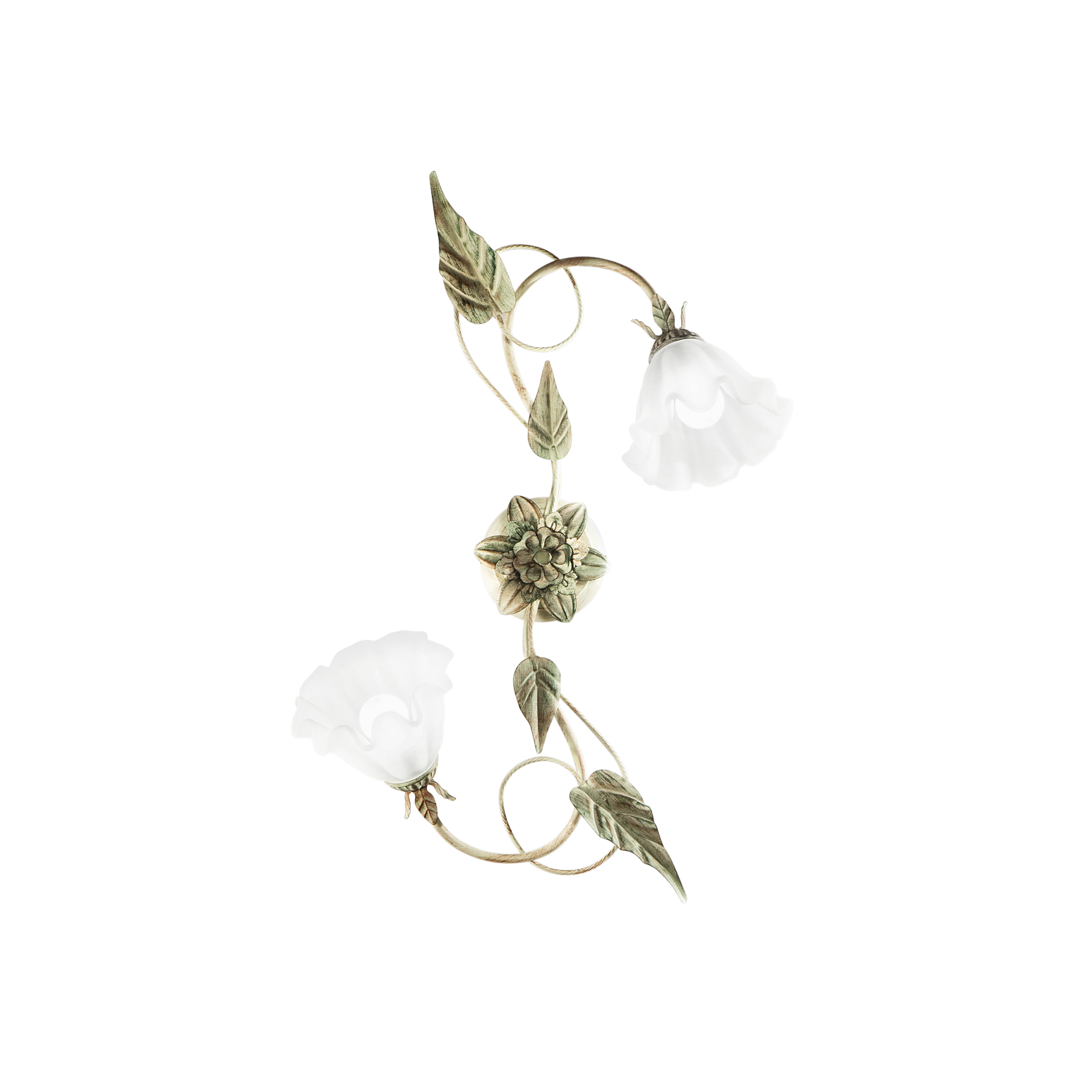 ISOTTA ceiling light in ivory metal with two white glass diffusers - Luce Ambiente e Design