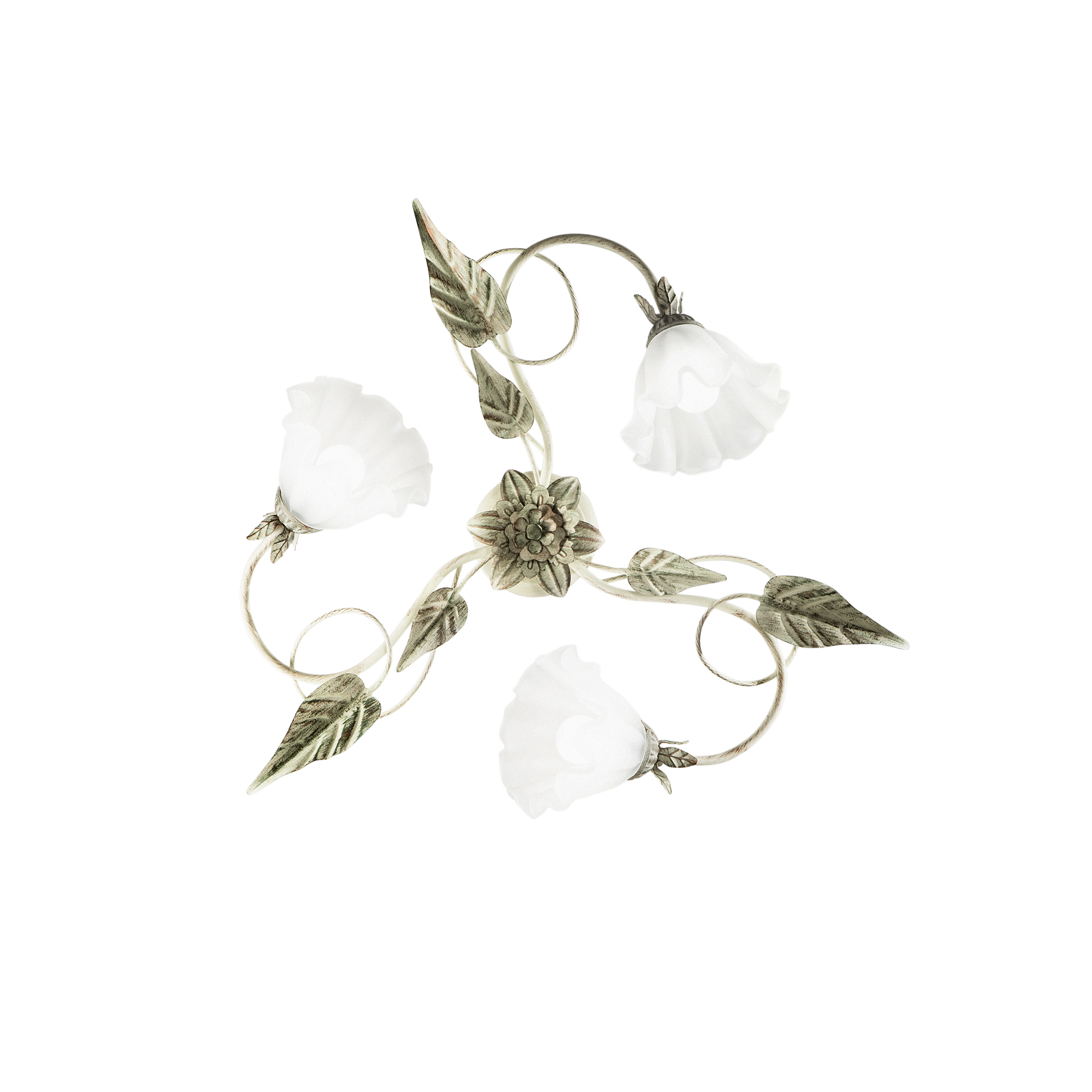 ISOTTA ceiling light in ivory metal with three white glass diffusers - Luce Ambiente e Design
