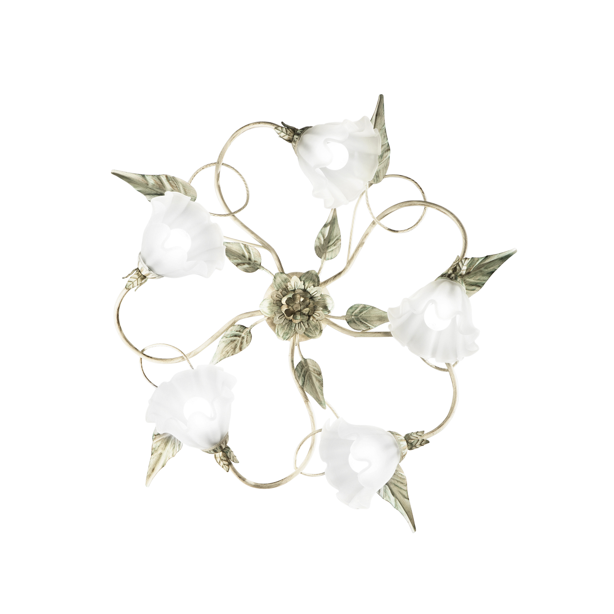 ISOTTA ceiling light in ivory metal with five white glass diffusers - Luce Ambiente e Design