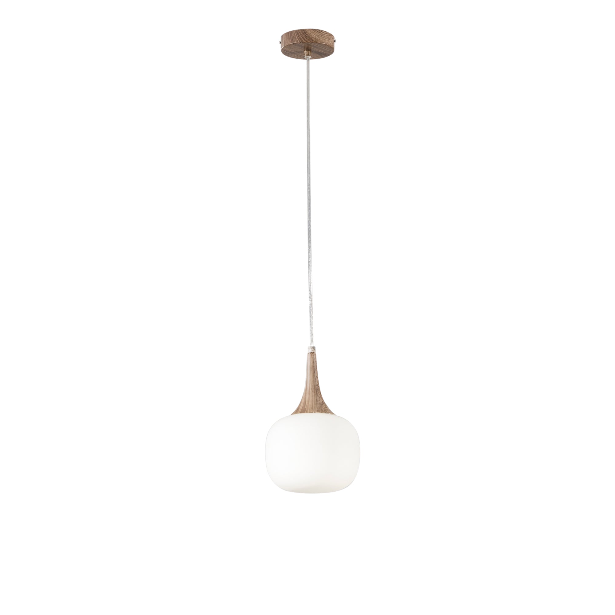 JAIPUR pendant light in wood-effect metal with white glass diffuser Ø 17 cm - Luce Ambiente e Design