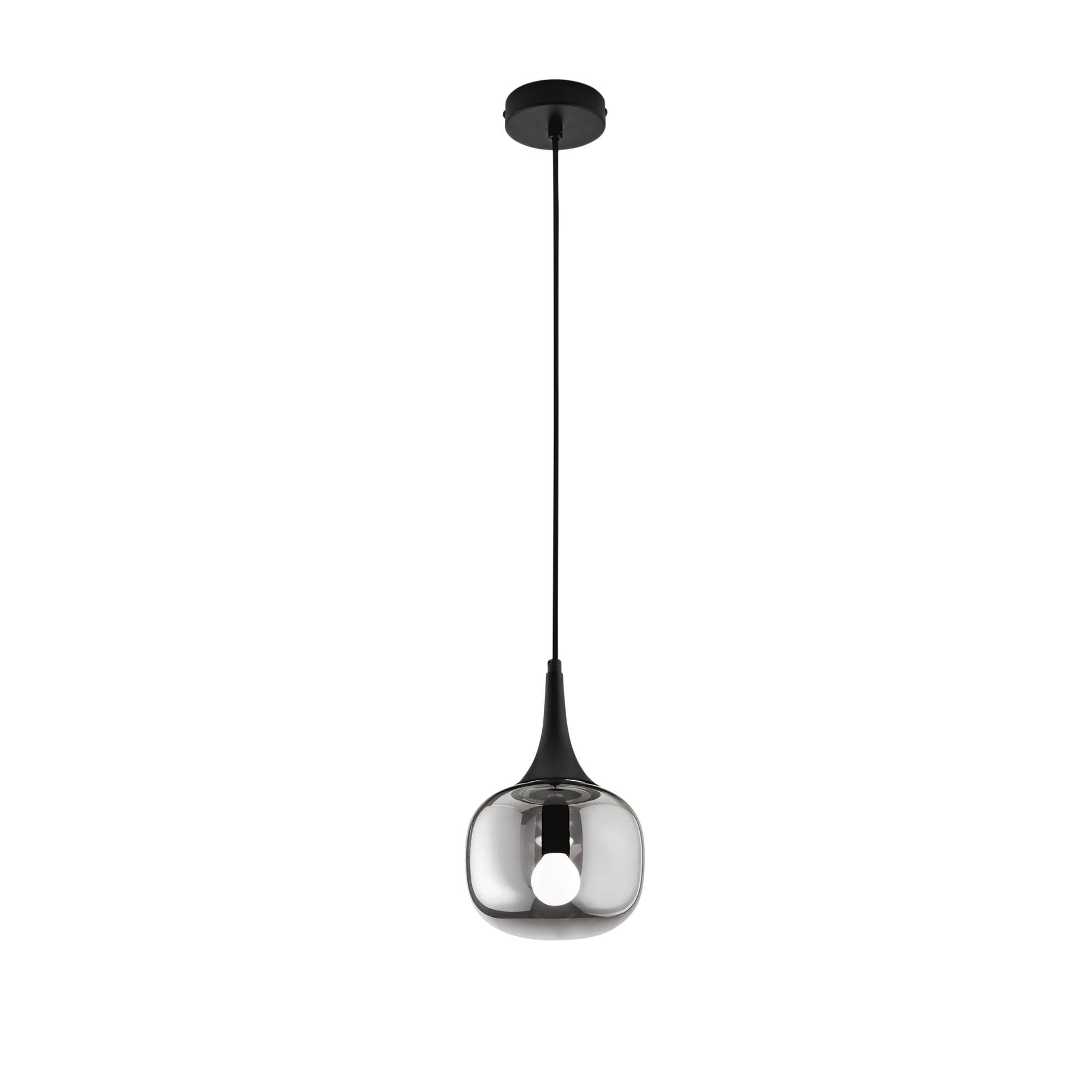JAIPUR pendant light in black metal with smoked glass diffuser Ø 17 cm - Luce Ambiente e Design